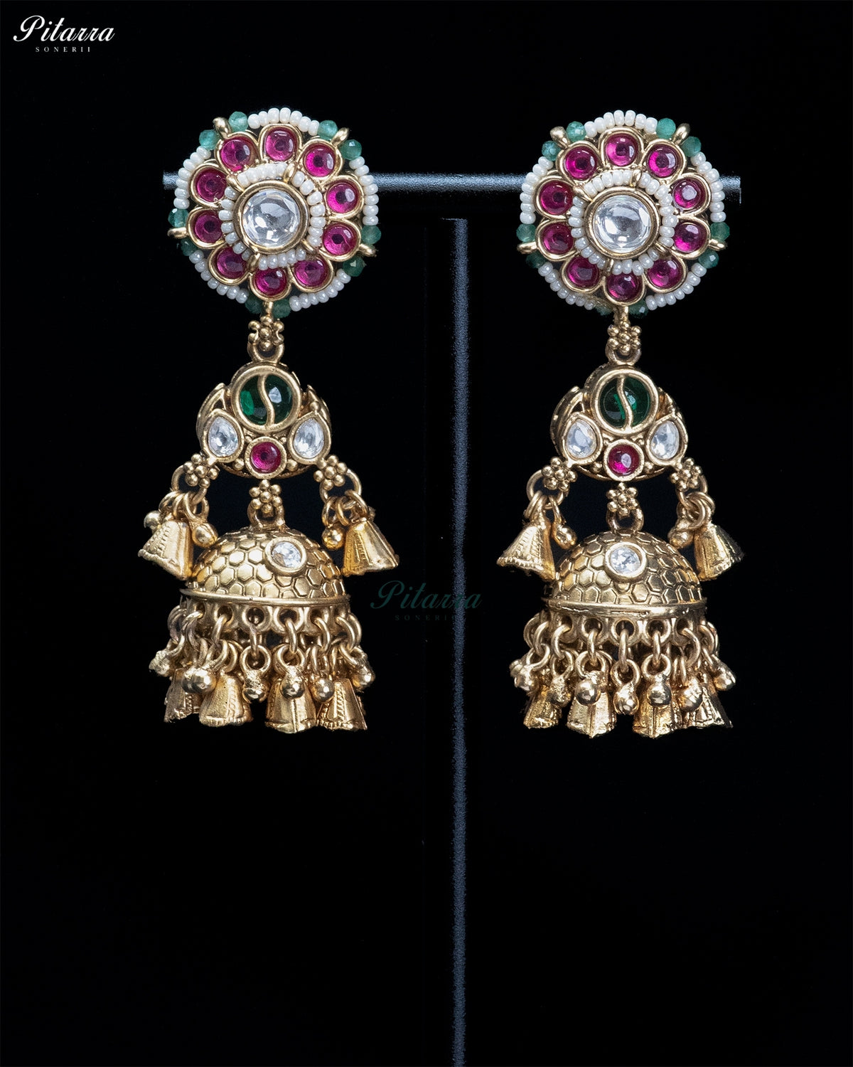 Multicolor Pearl Jhumka Necklace Set