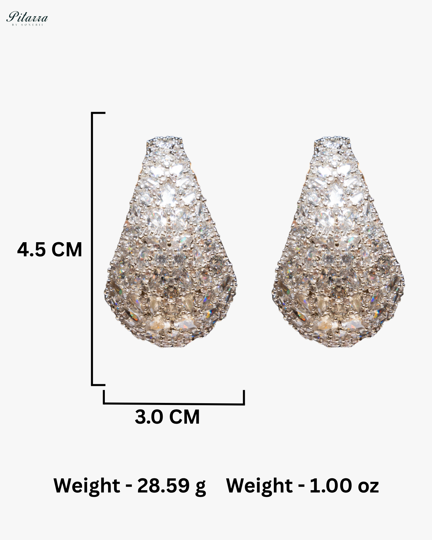 Silver Teardrop CZ Stud Earrings