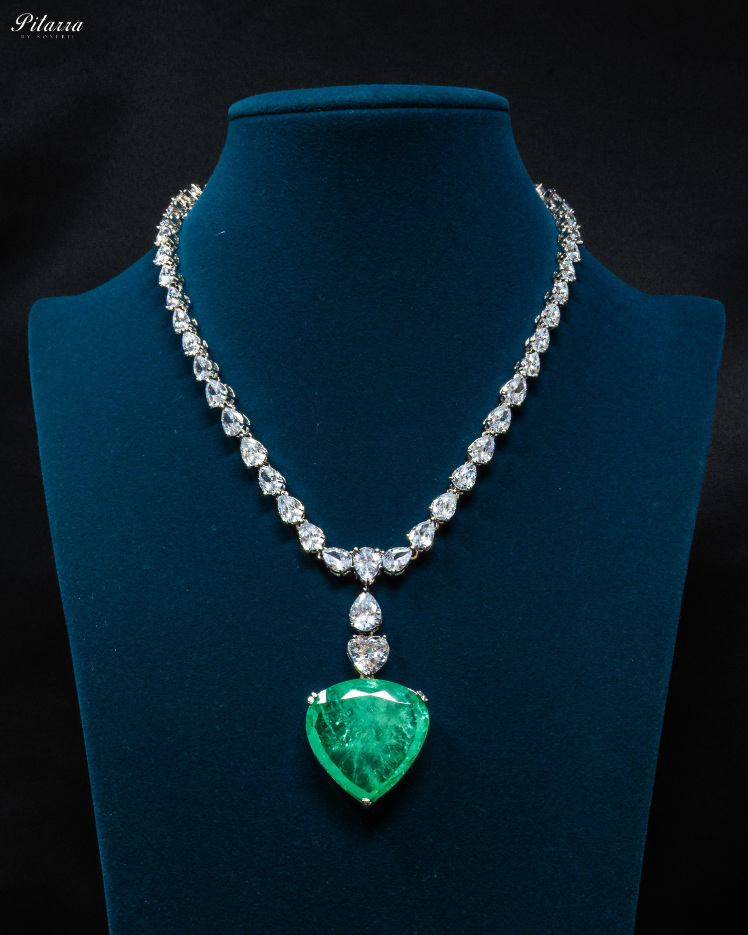 Mint Drop Stone Centred CZ Necklace Set