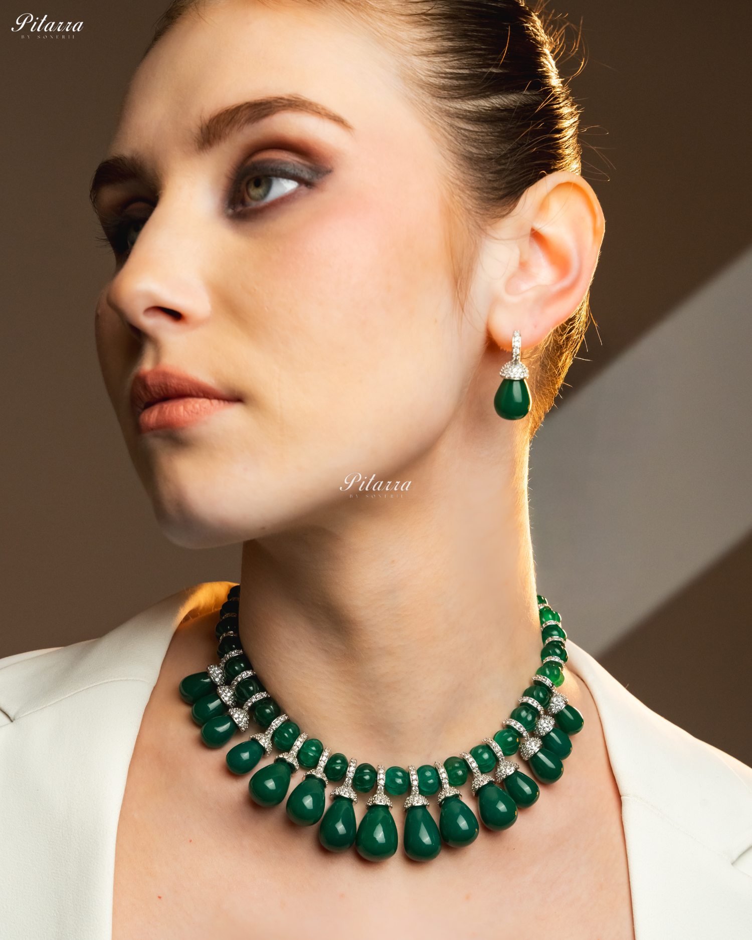 Emerald Green Stone Statement Necklace Set