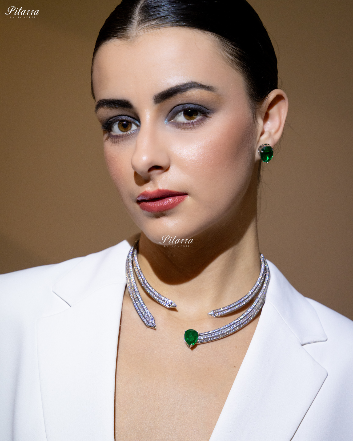 Emerald Stone CZ Crystal Choker Set