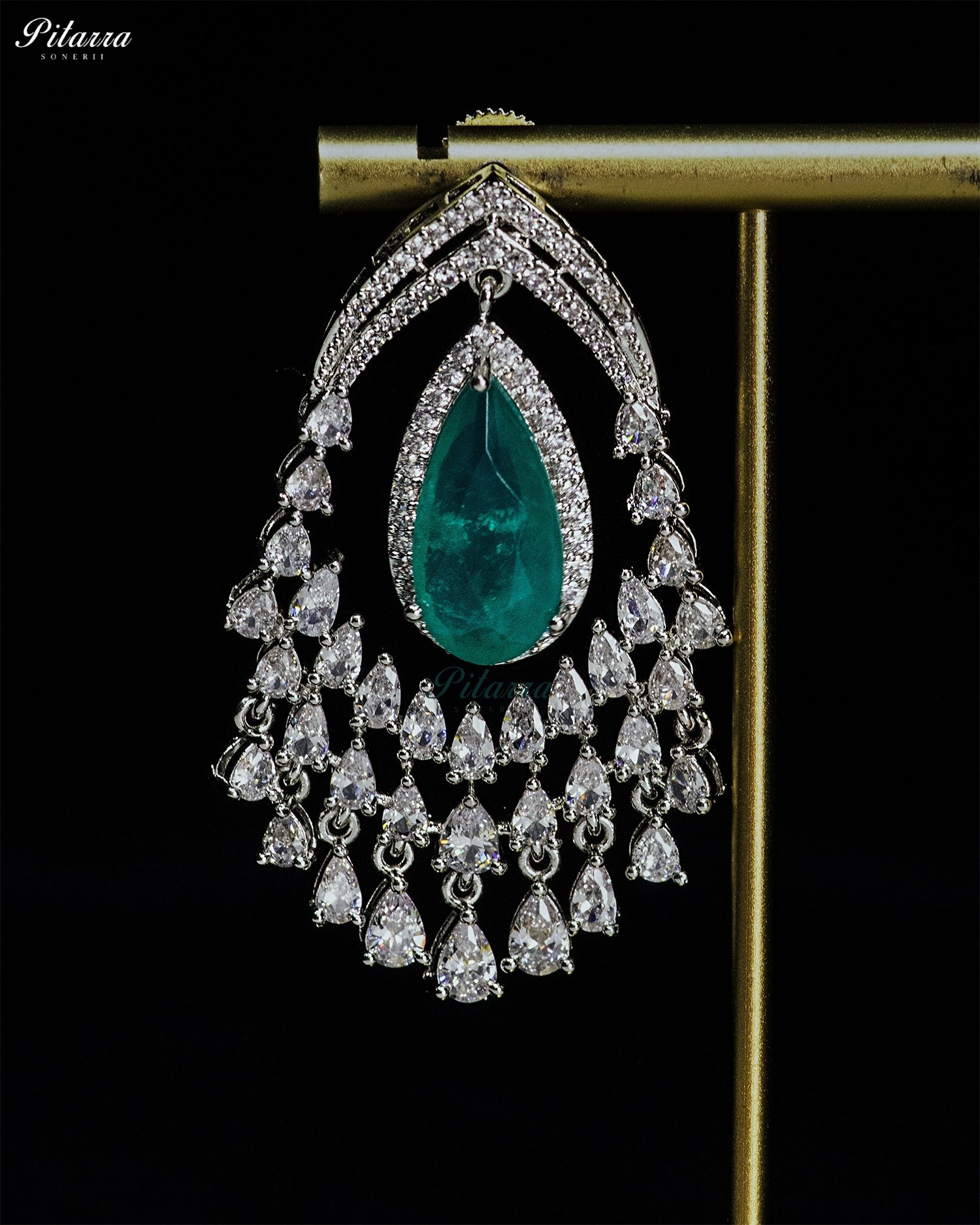 Emerald Green Crystal Chandelier Drop Earrings