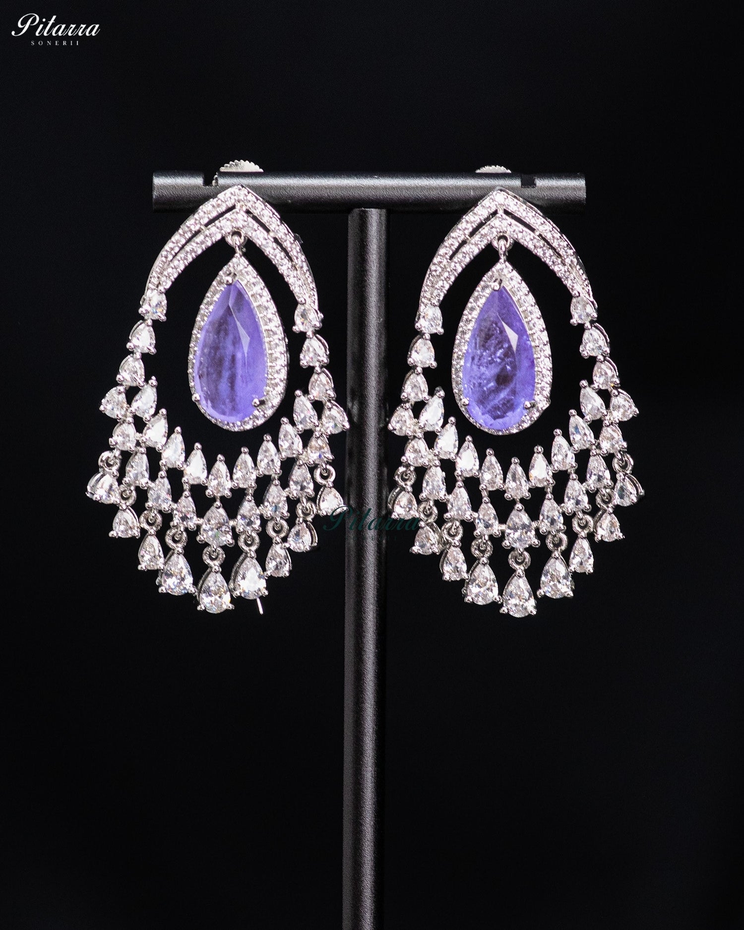 Periwinkle color Crystal Chandelier Drop Earrings
