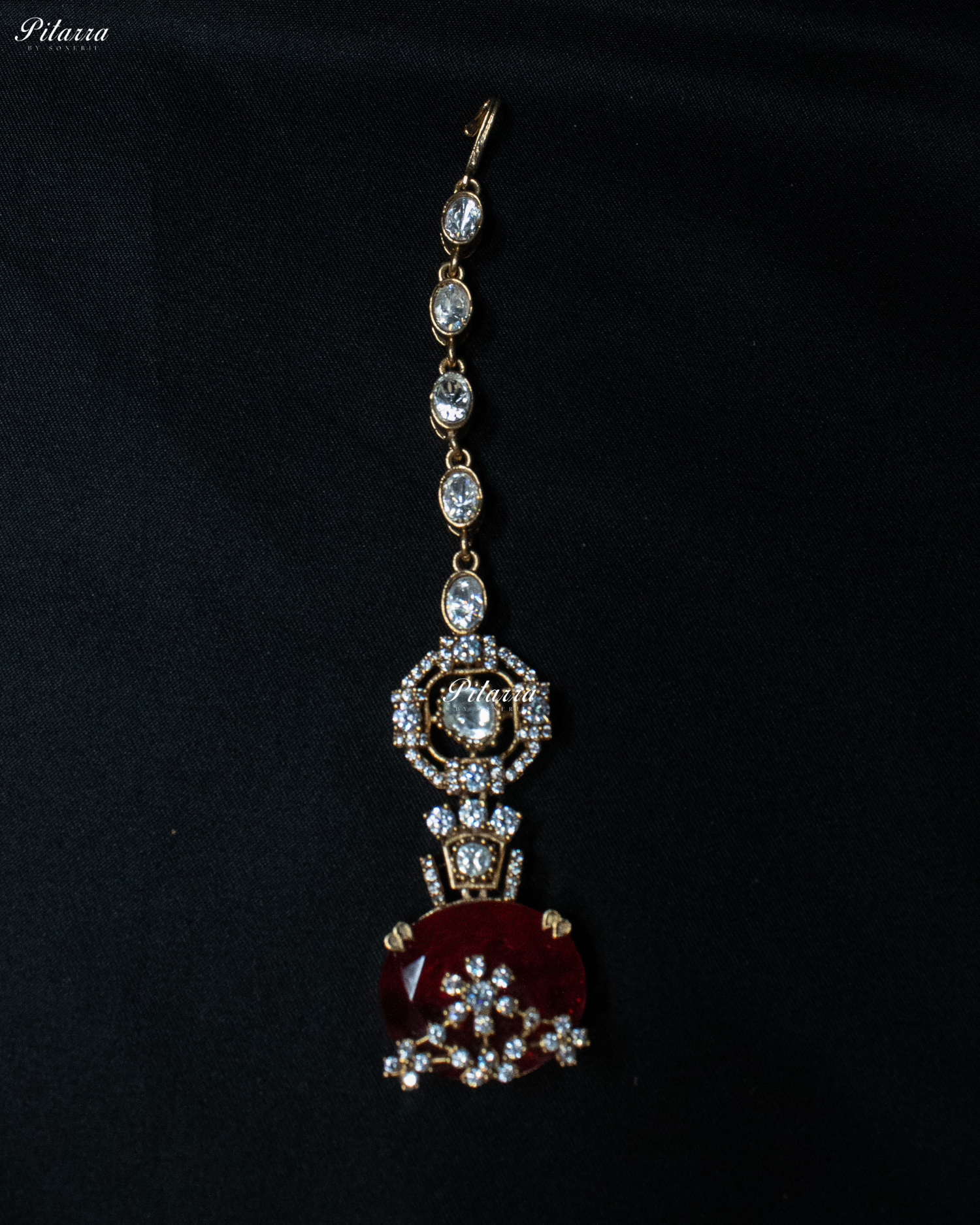 Red Big Stone Victorian Polki Kundan Necklace Set