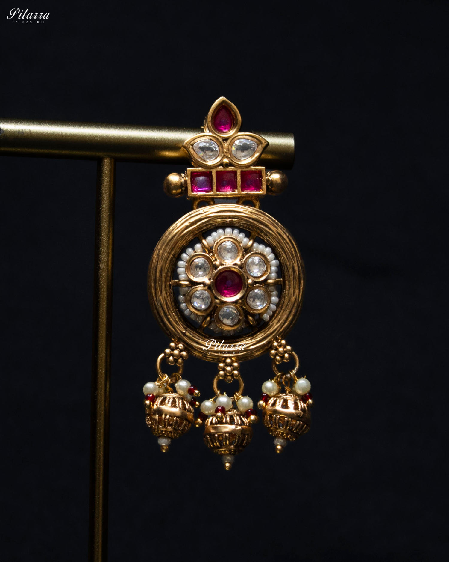 Floral Pink Stone Pink Pearl Kundan Choker Set