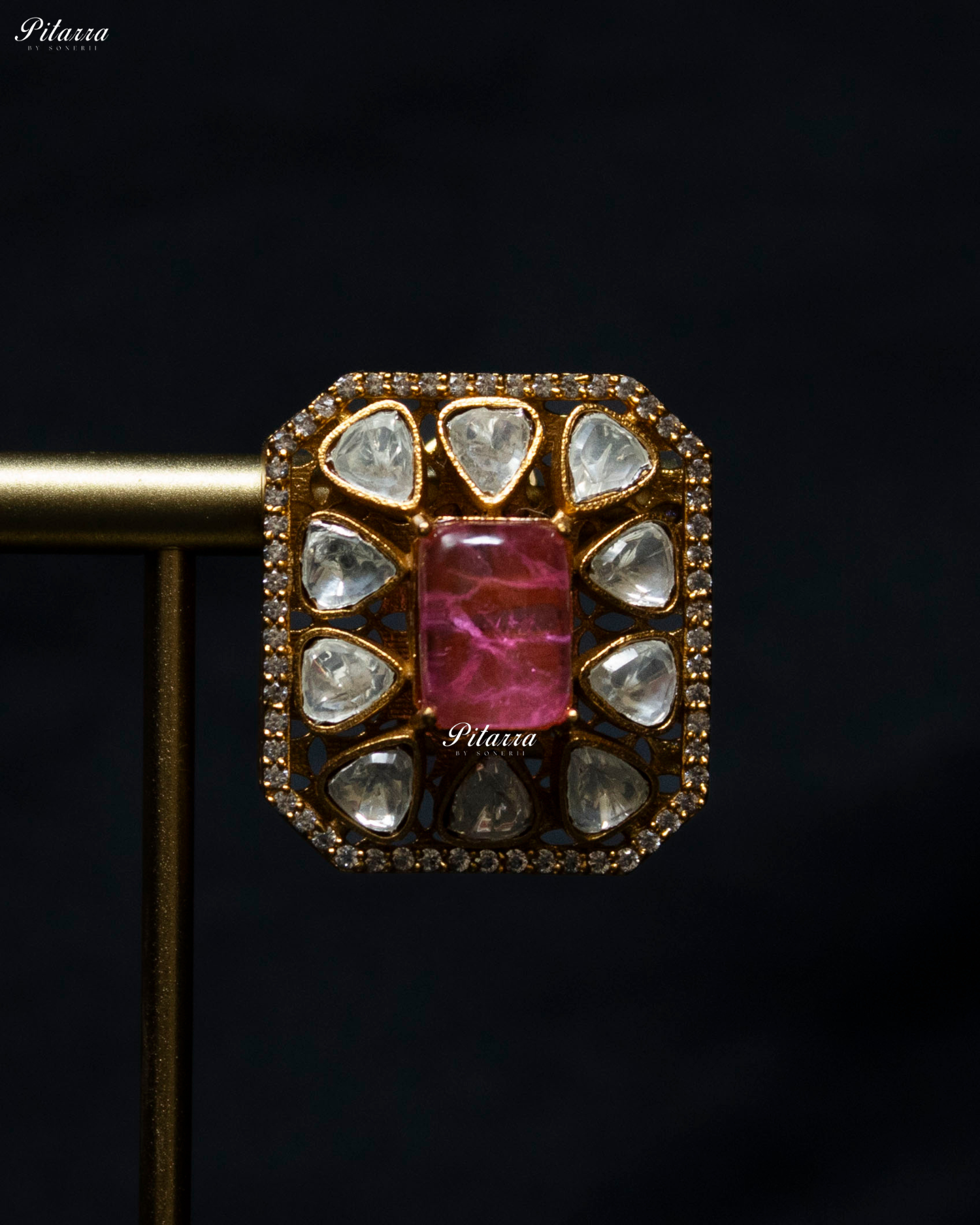 Pink Square Stone Polki Kundan Choker Set