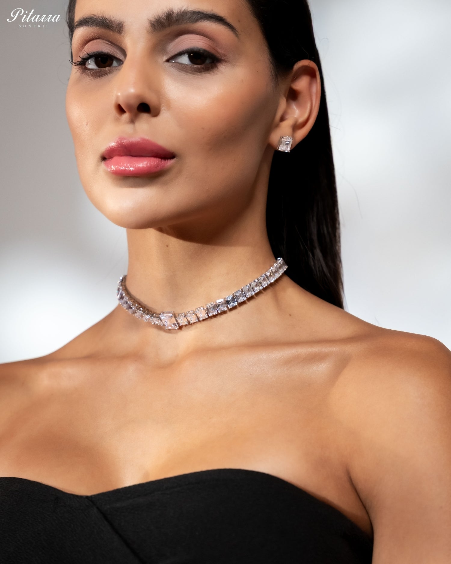 White Diamond Baguette Cut Tennis Choker Necklace