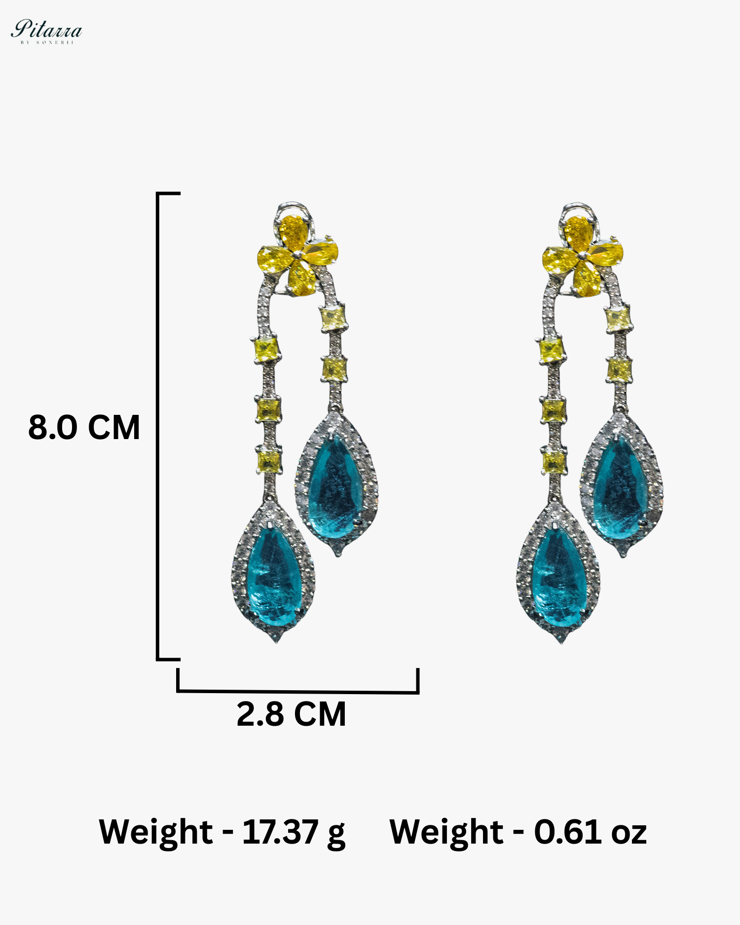 Pitarra Turquoise and Yellow Gold Finish Dangler Earrings