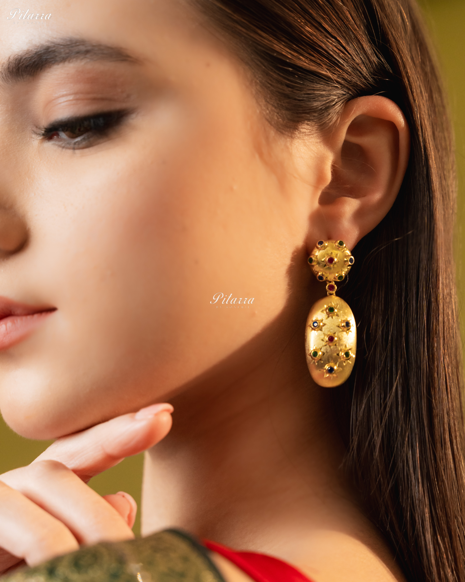 Multi Color Stones 92.5 silver Earrings