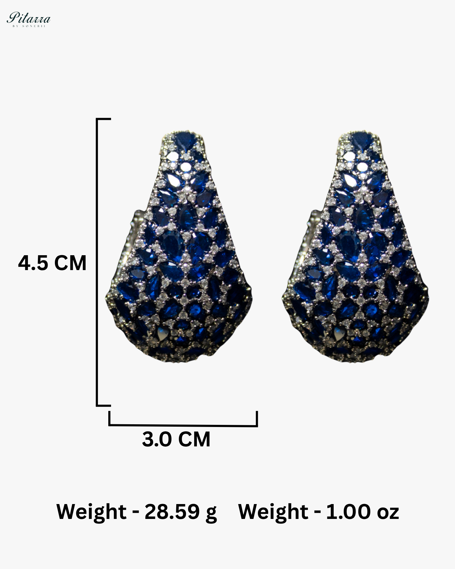 Blue Teardrop CZ Stud Earrings