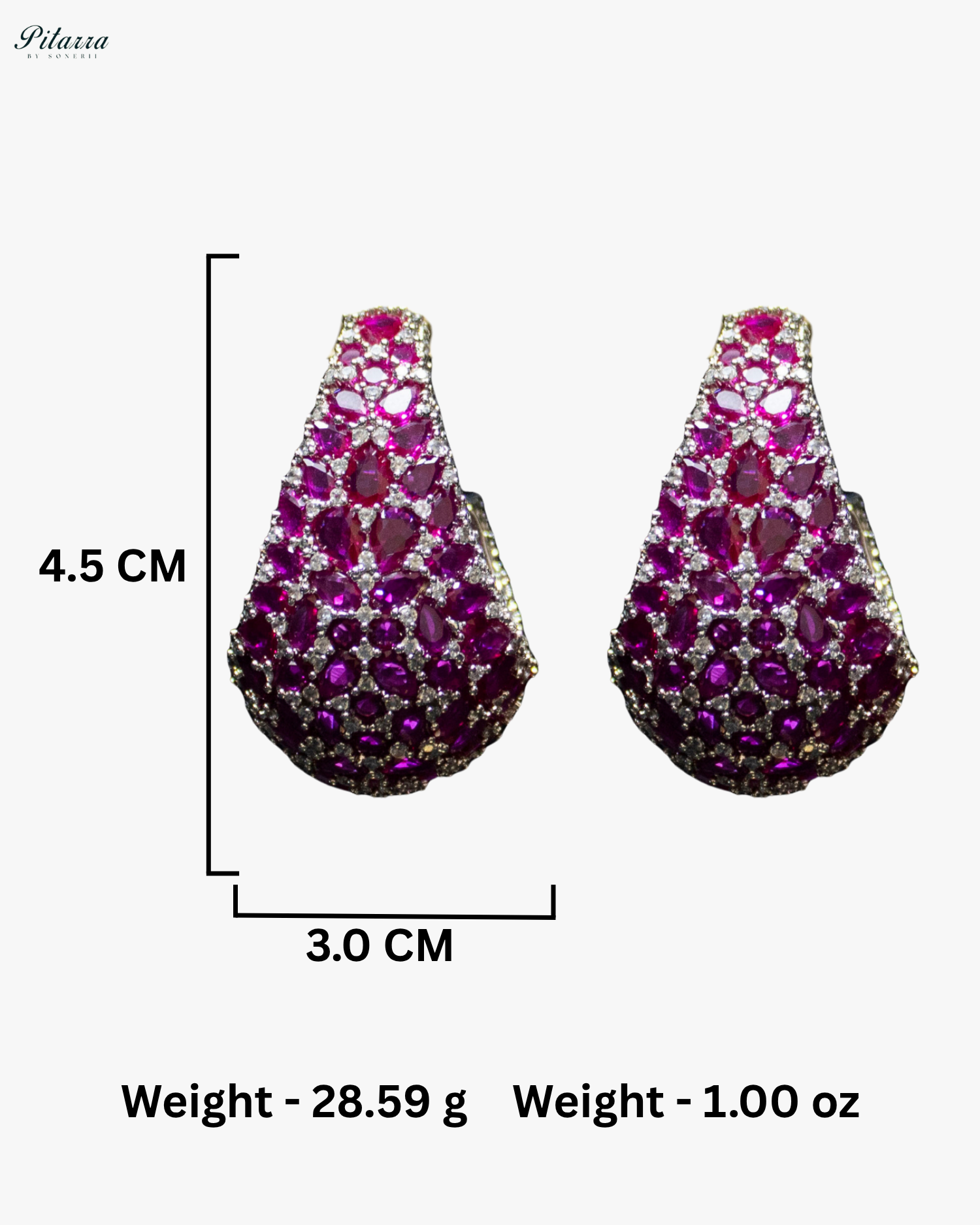 Pink Teardrop CZ Stud Earrings