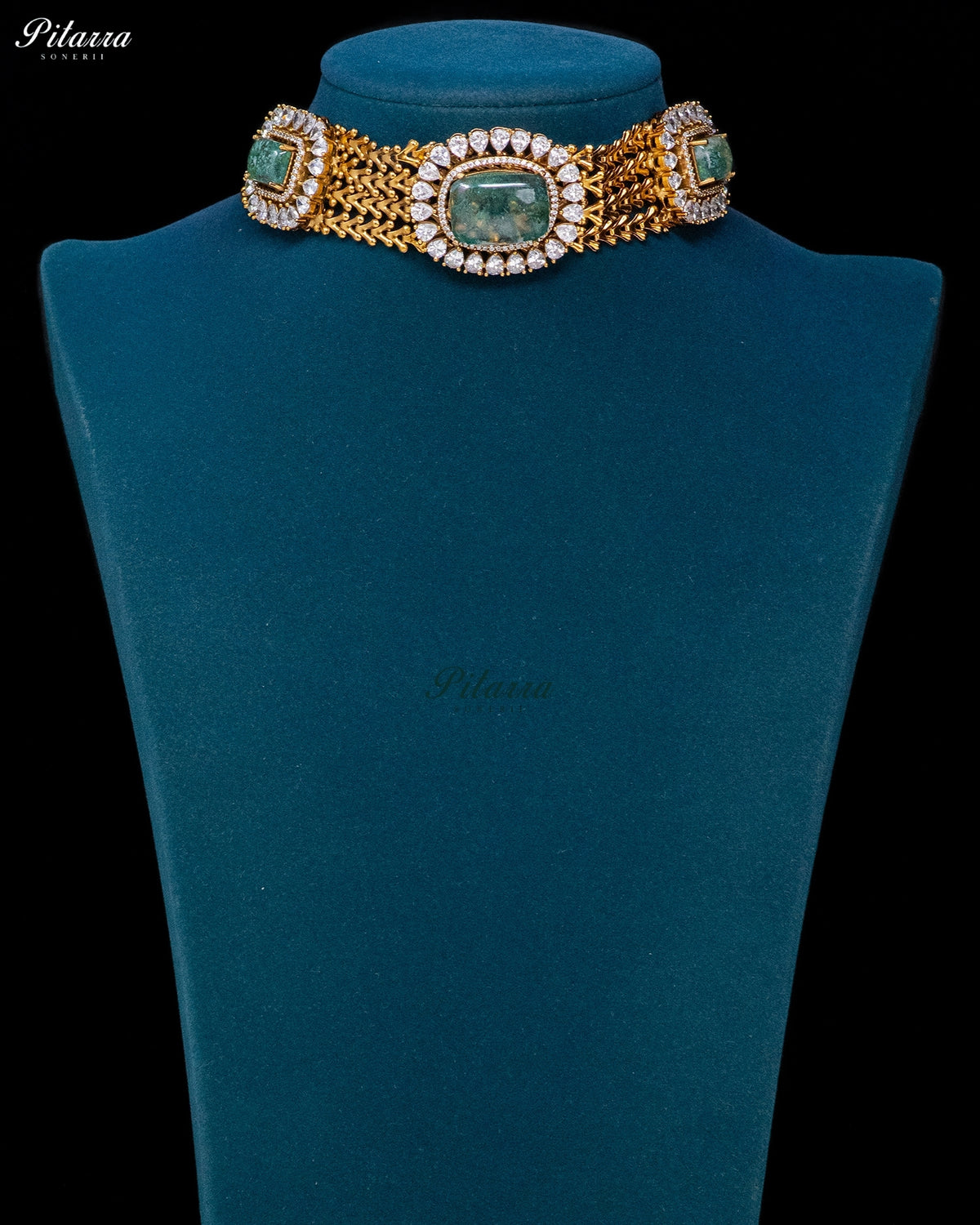 Smoky Green Stone Kundan Choker Set
