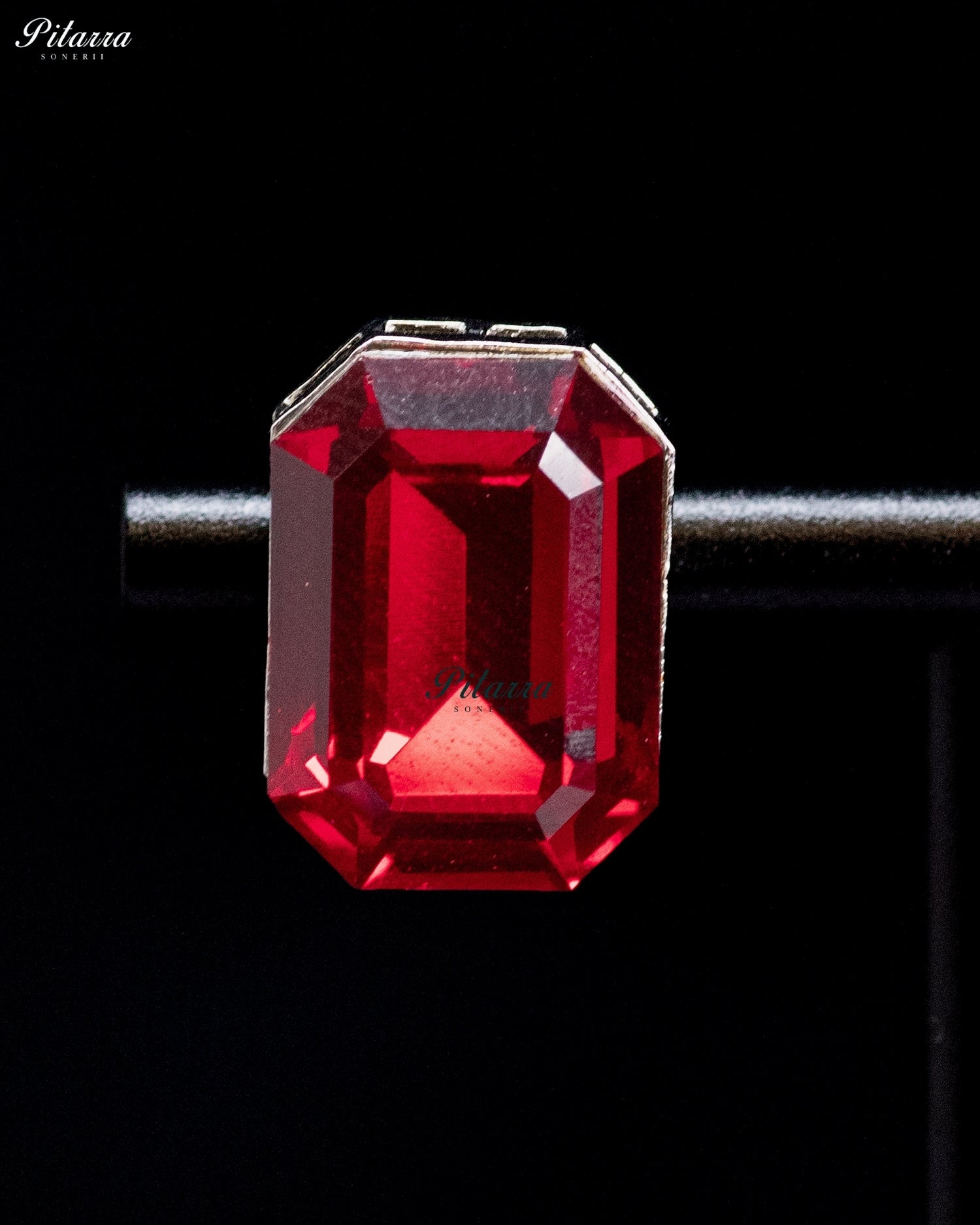 Ruby Red Emerald-Cut Crystal Statement Ring