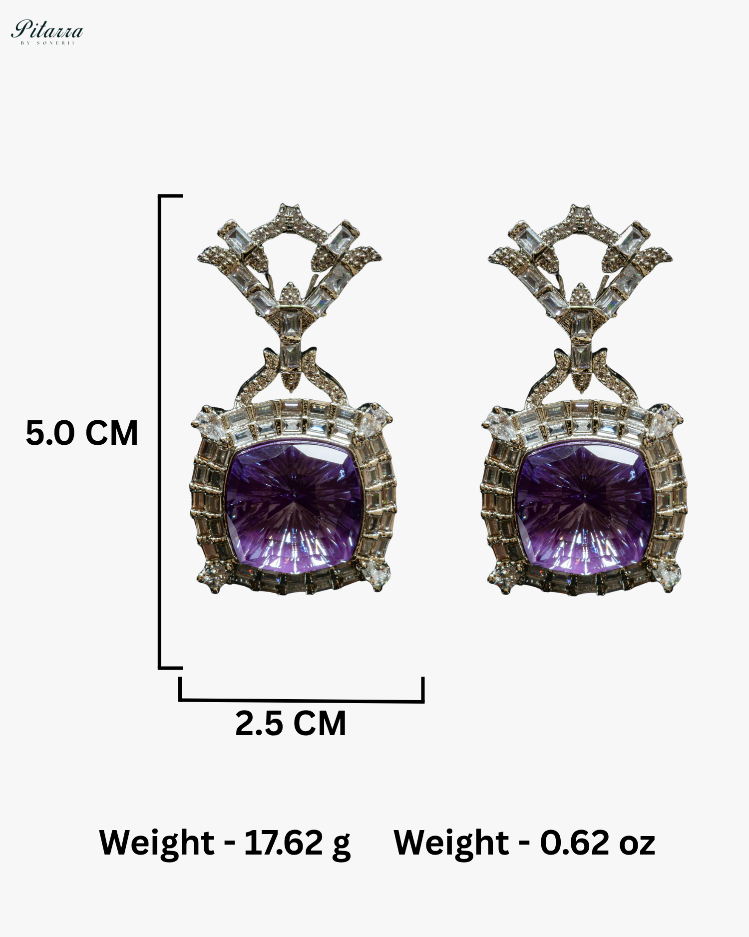 Silver Finish Purple Stone Zircon Long Necklace Set