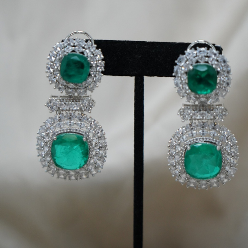 Emerald Green CZ Earrings