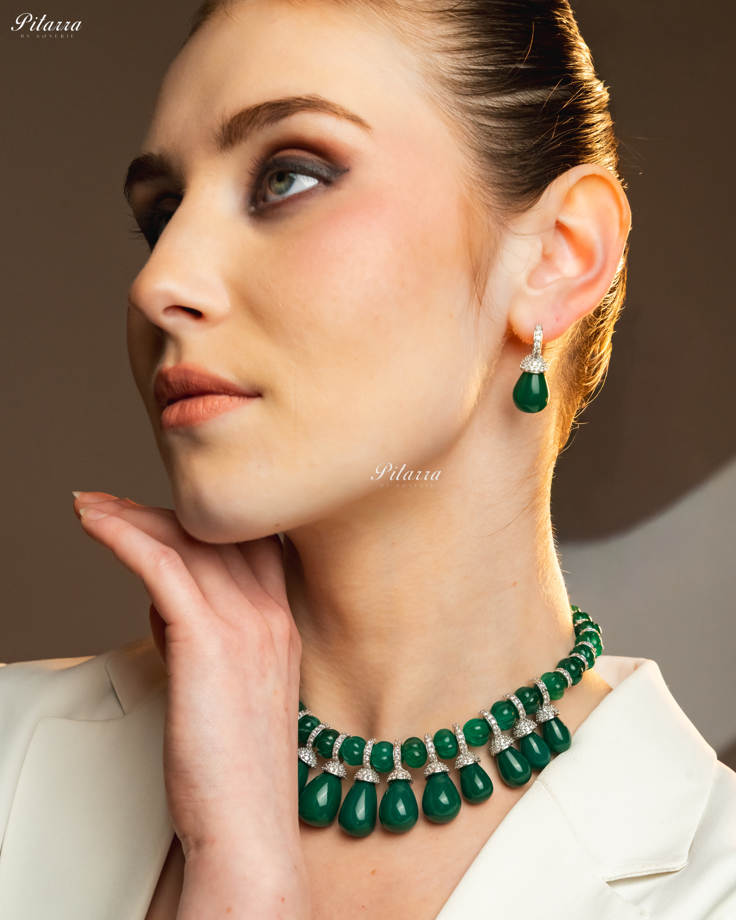 Emerald Green Stone Statement Necklace Set
