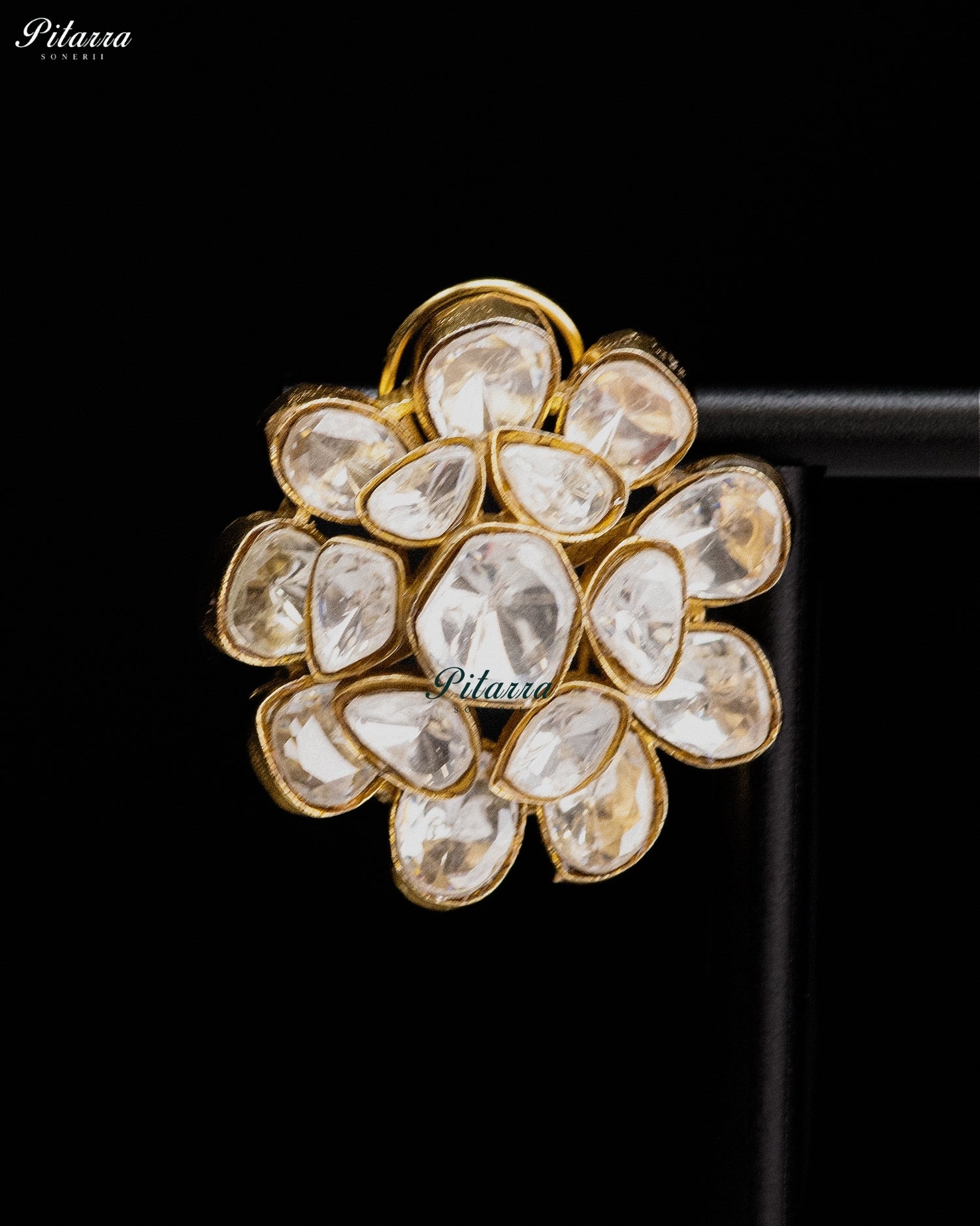 Clear Floral Kundan Stud Earrings