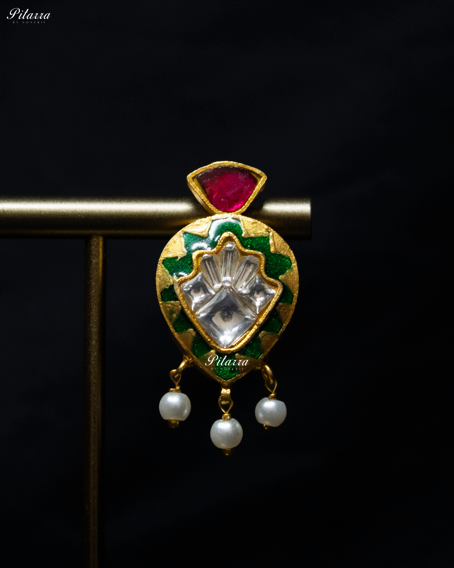 Green Drop Exclusive Meena Kundan Necklace Set