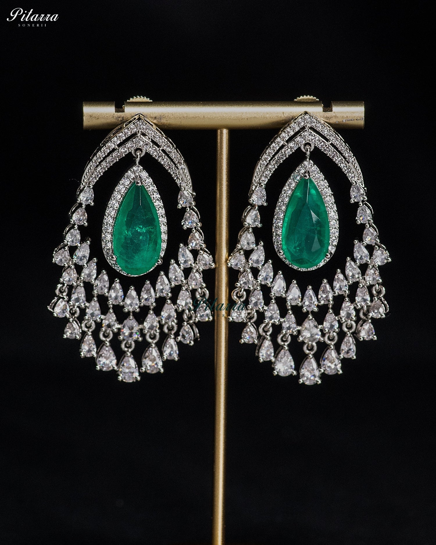 Emerald Green Crystal Chandelier Drop Earrings