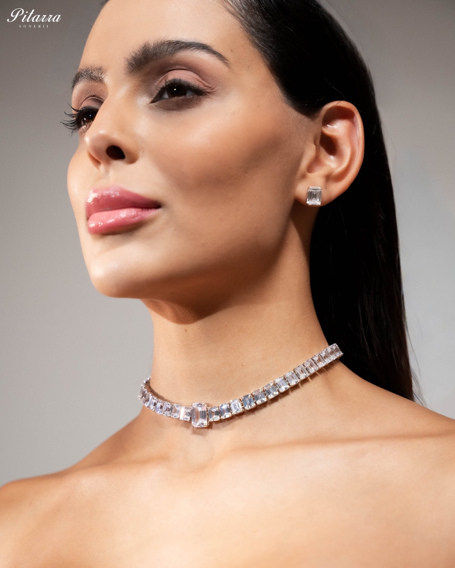 White Diamond Baguette Cut Tennis Choker Necklace