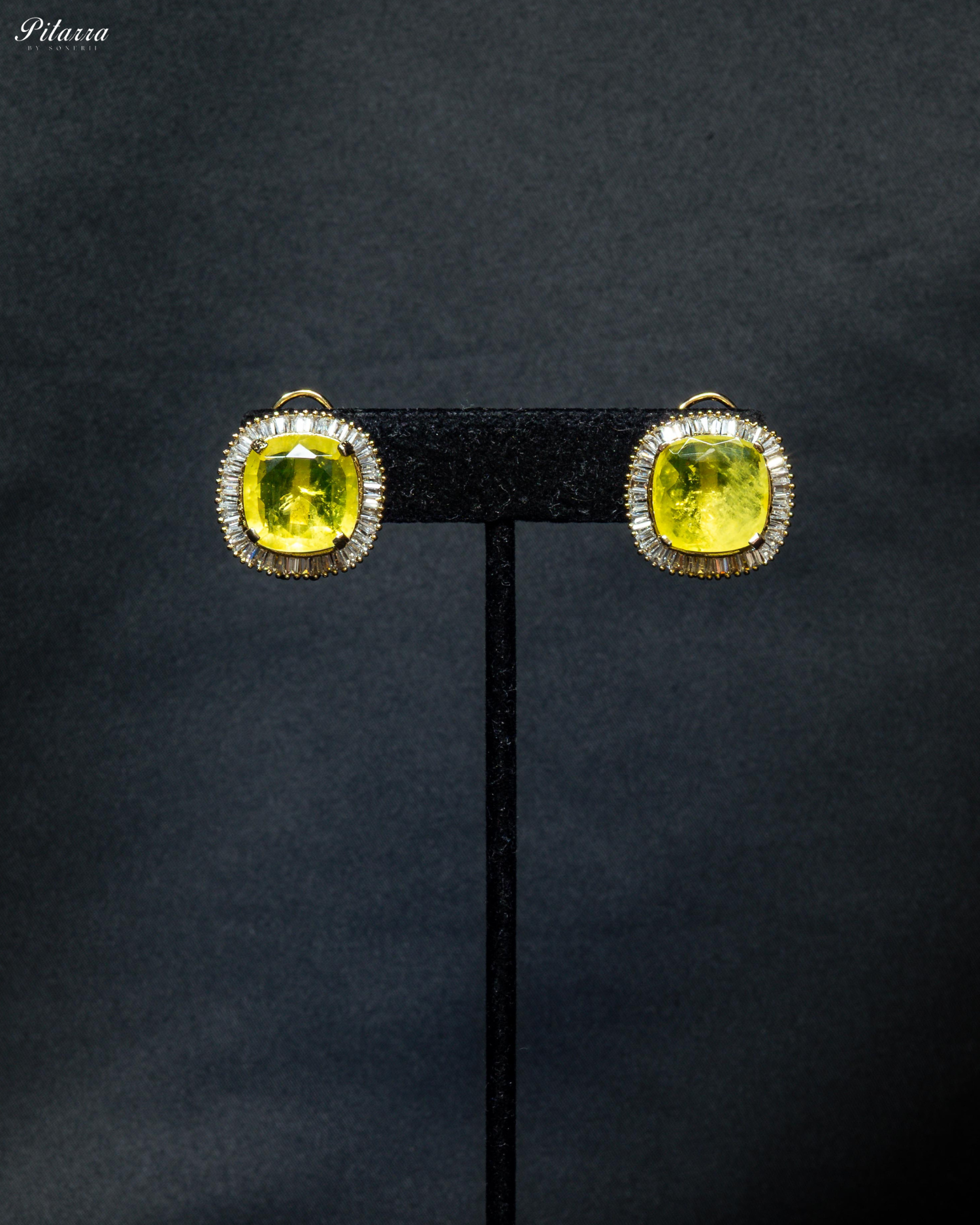 Yellow Stone Silver CZ Choker Necklace Set