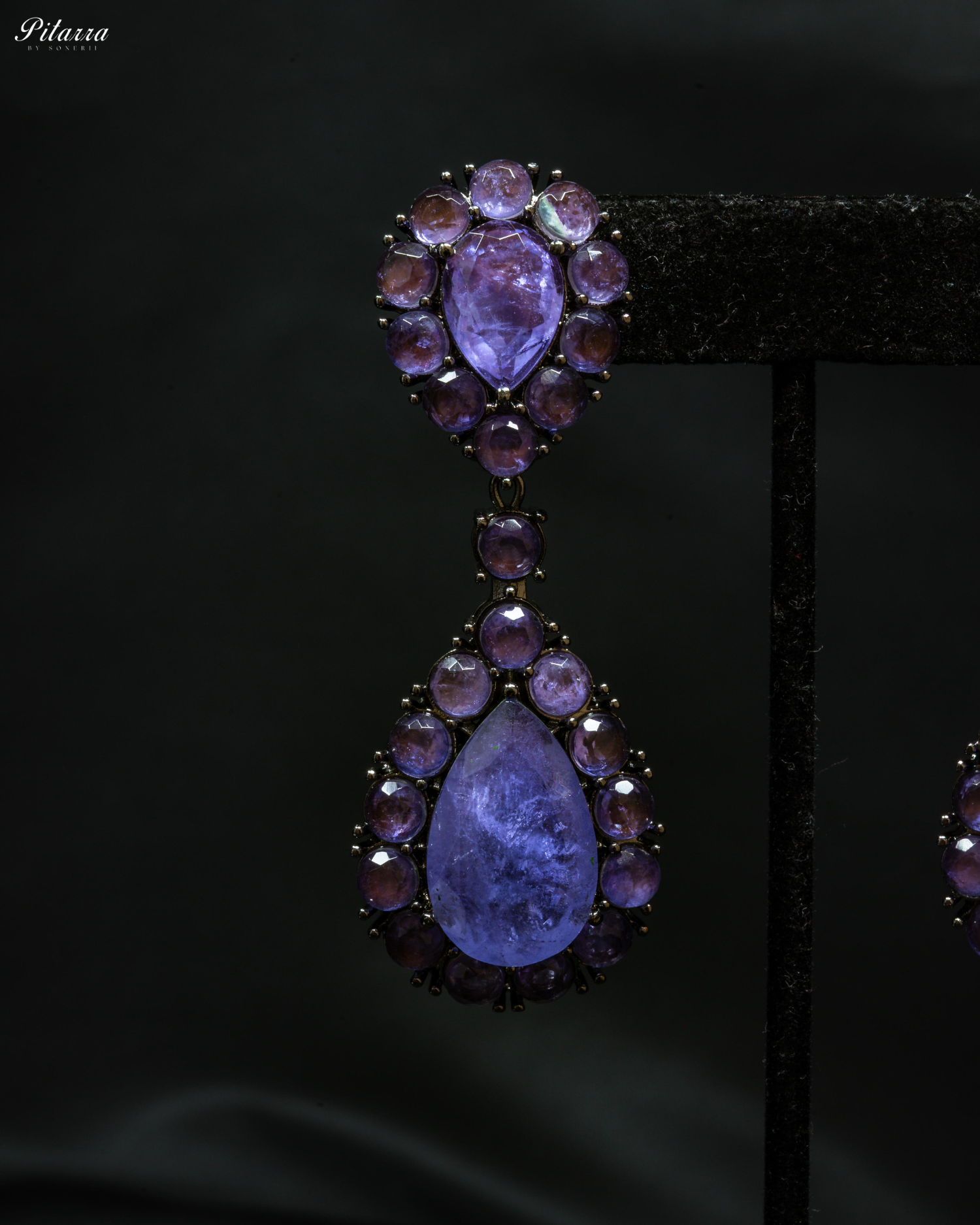 Blue Drop Doublet CZ Crystal Dangle Earrings