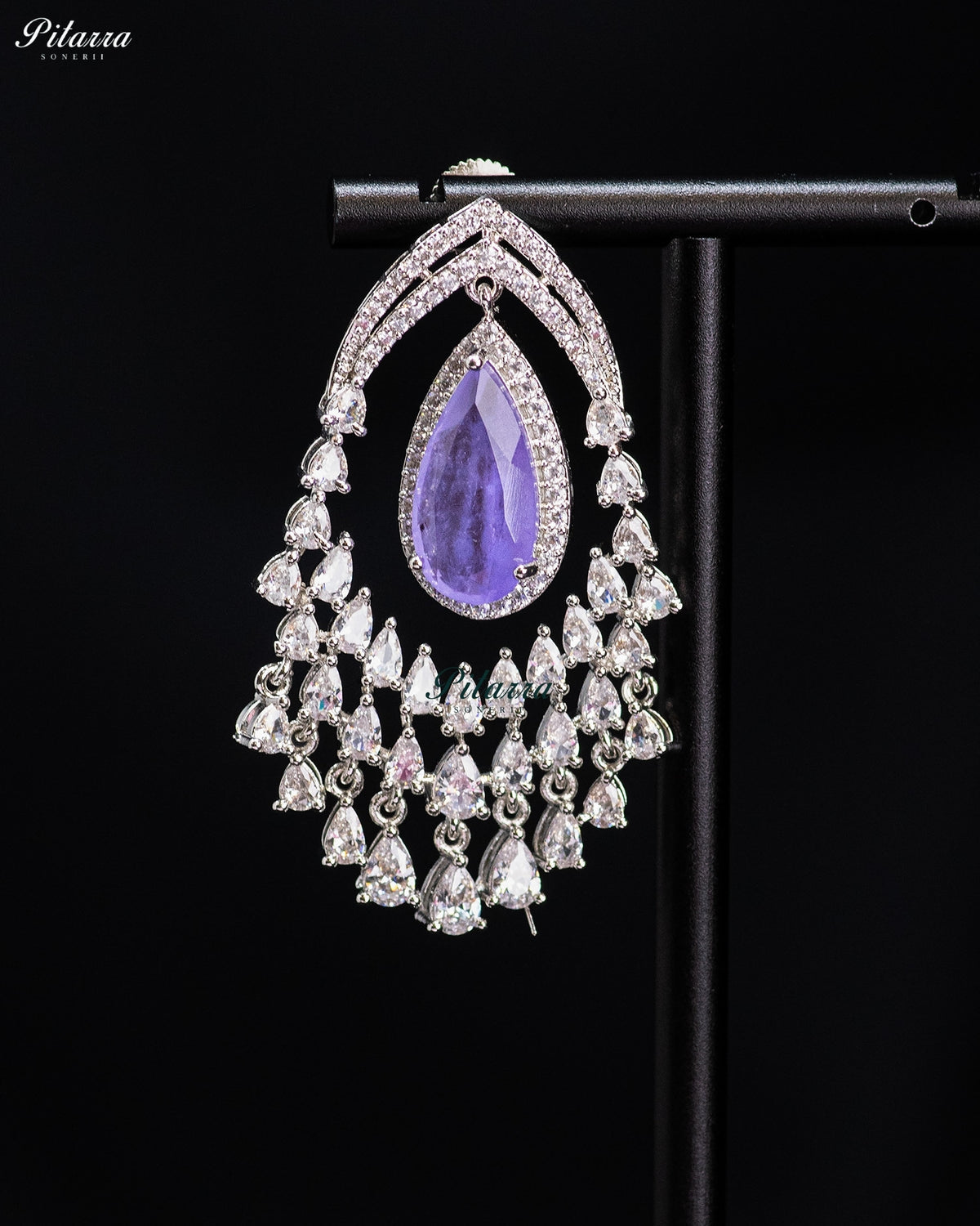 Periwinkle color Crystal Chandelier Drop Earrings