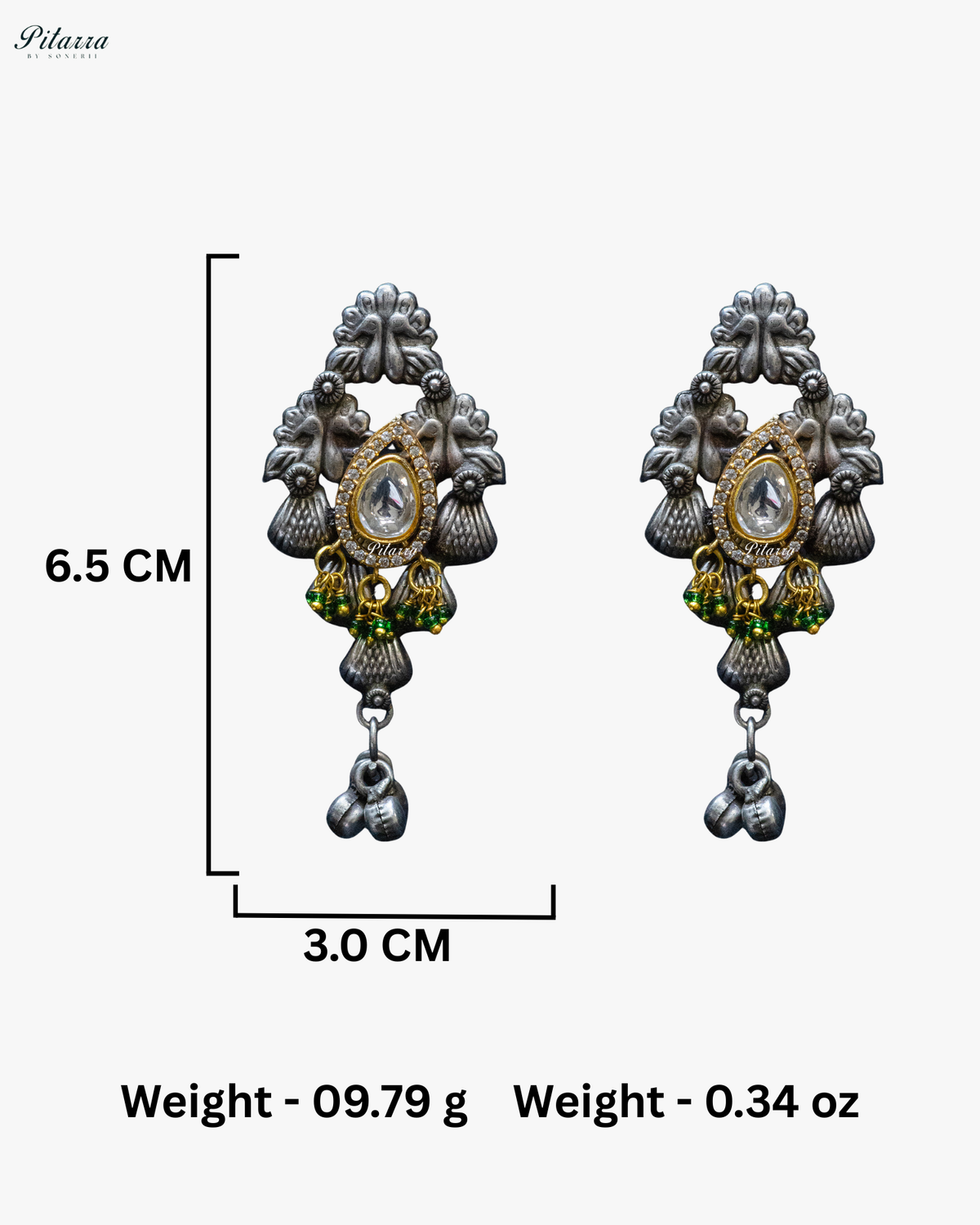 Golden Green Fish Ghunghroo Silver Look Alike Choker Set