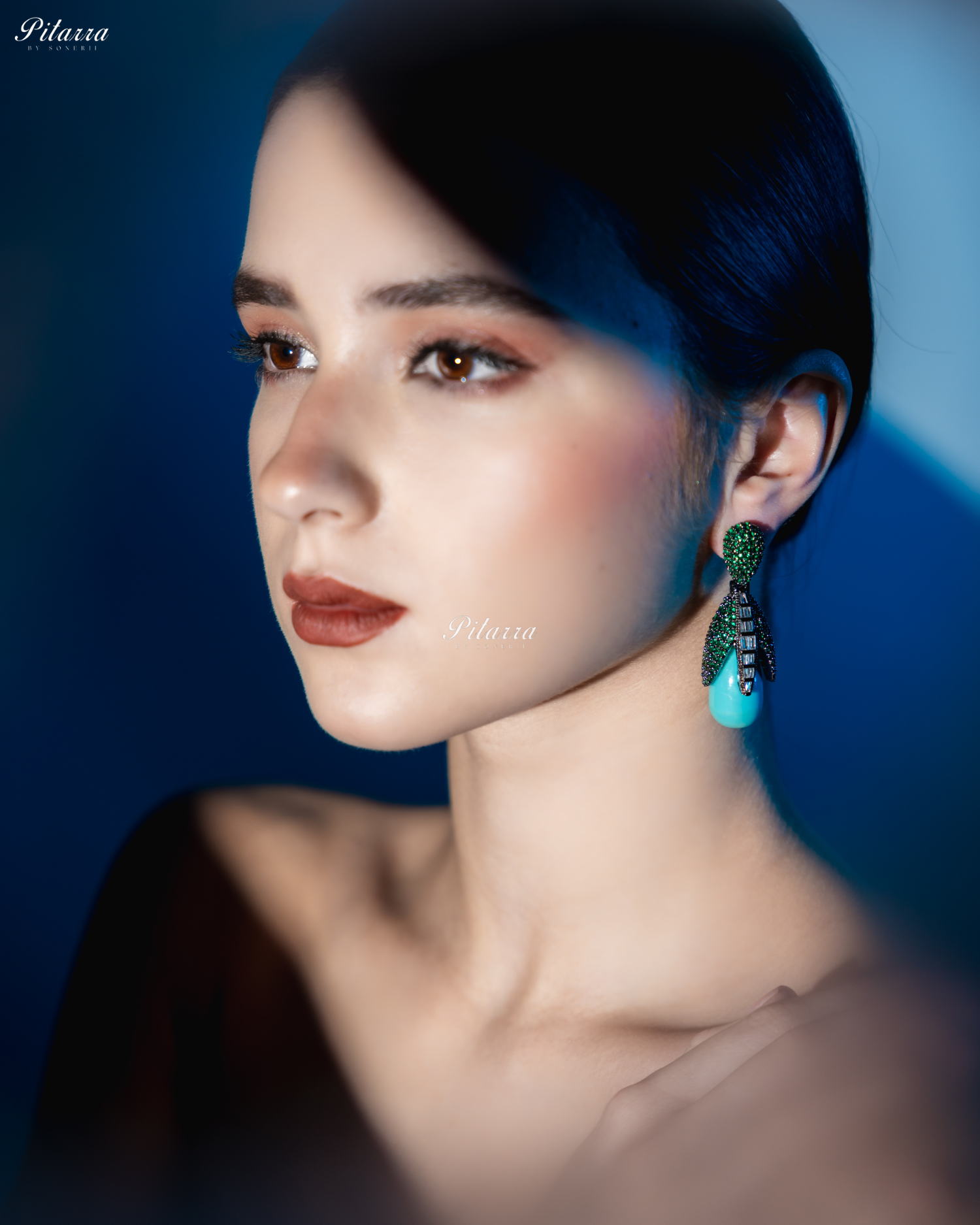 Emerald Leaf Turquoise Teardrop CZ Crystal Earrings