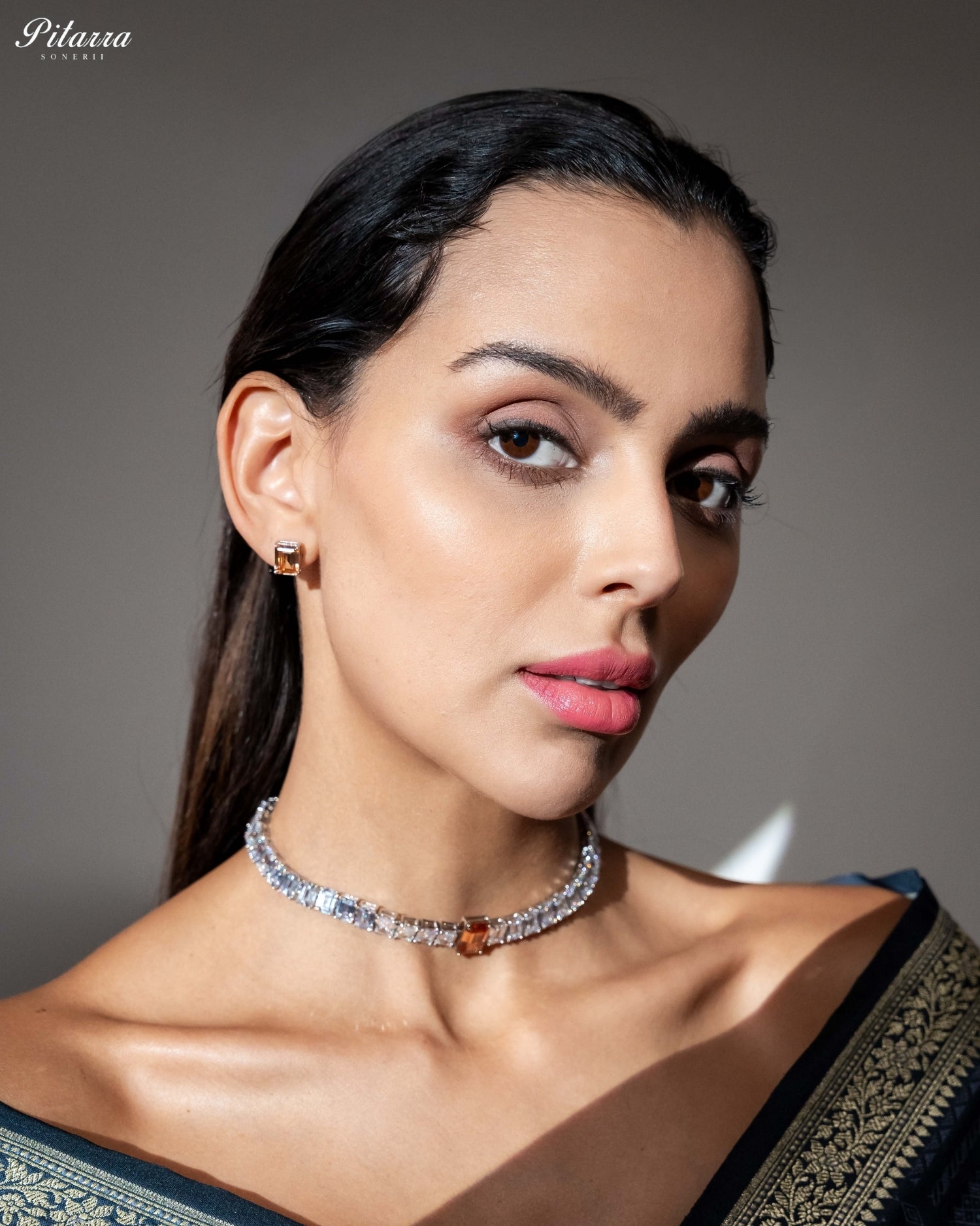 Champagne Baguette Diamond Tennis Choker Set