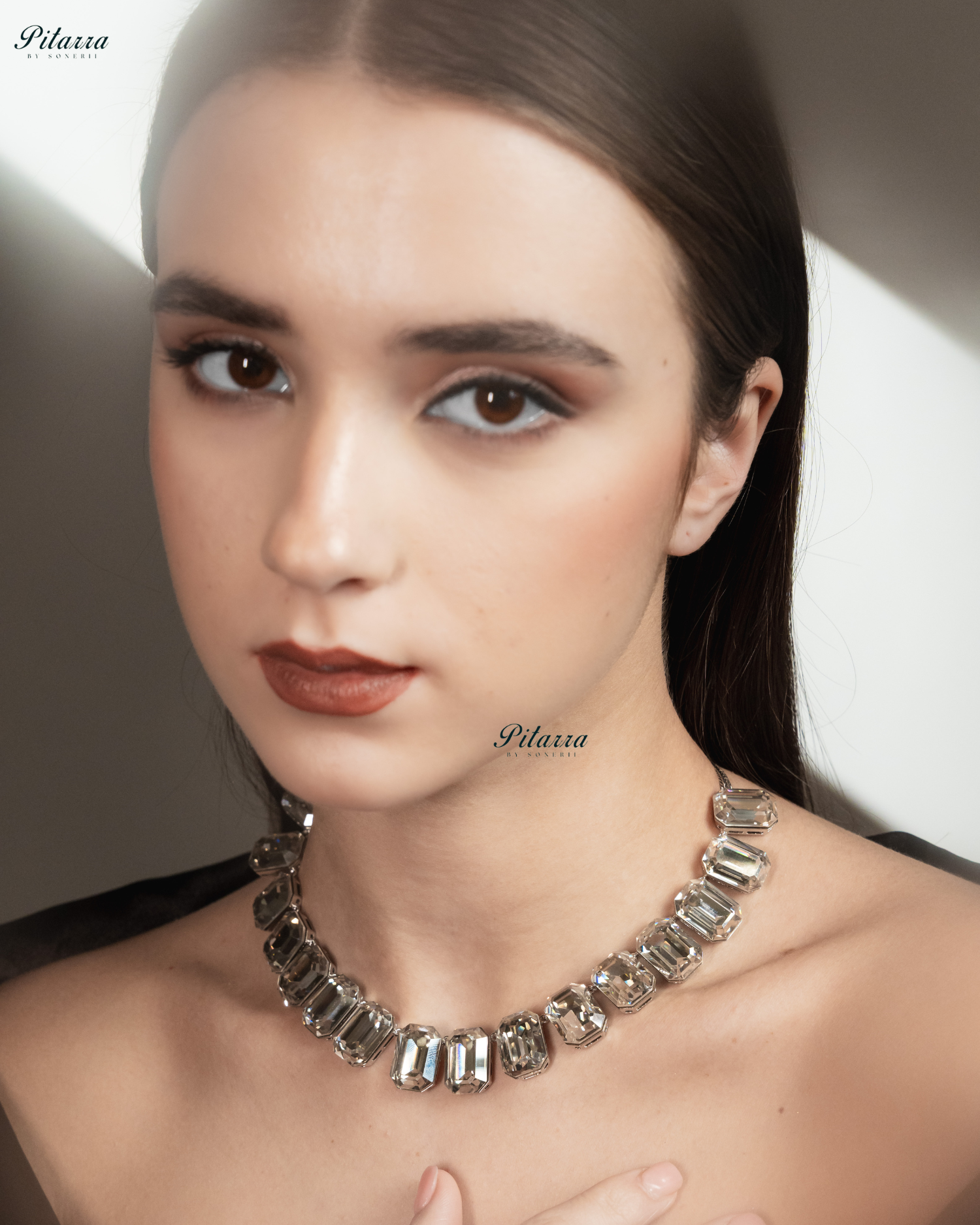 Octagon Cut White Oversized Crystal Statement Necklace Set