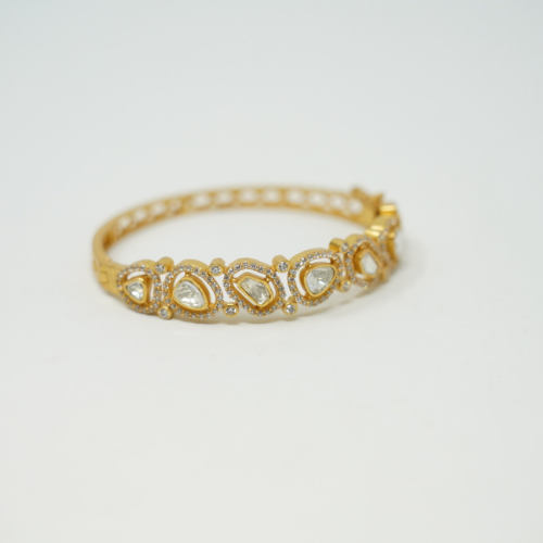 Ethnic Royal White Gems Gold Plated Bracelet