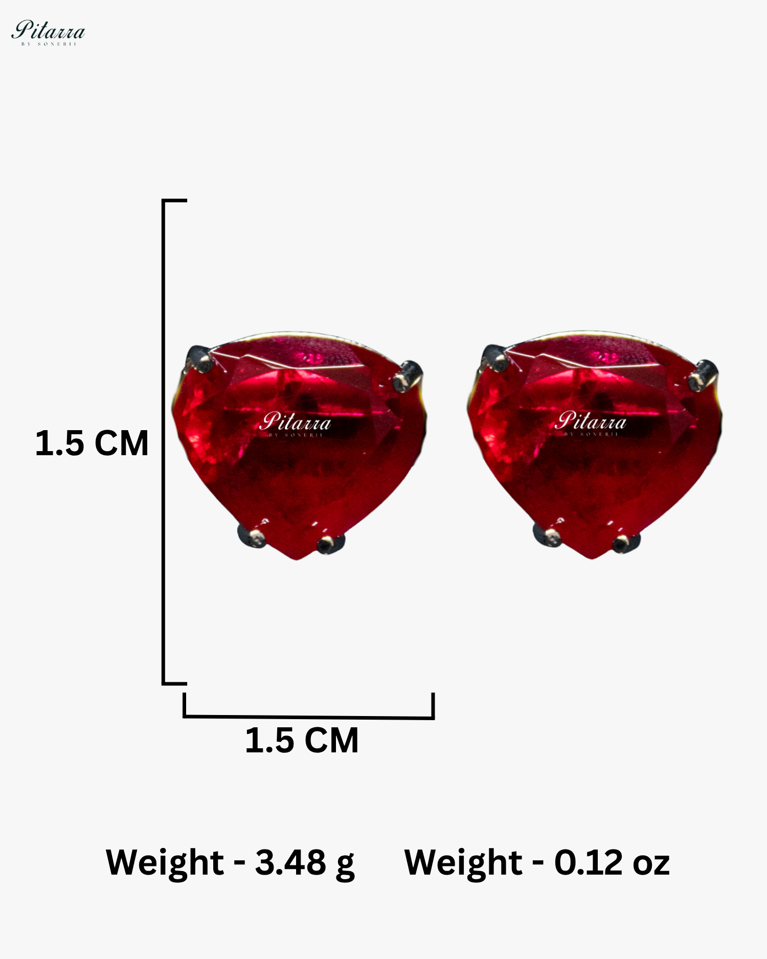Red Stone White Heartline Zircon Necklace Set