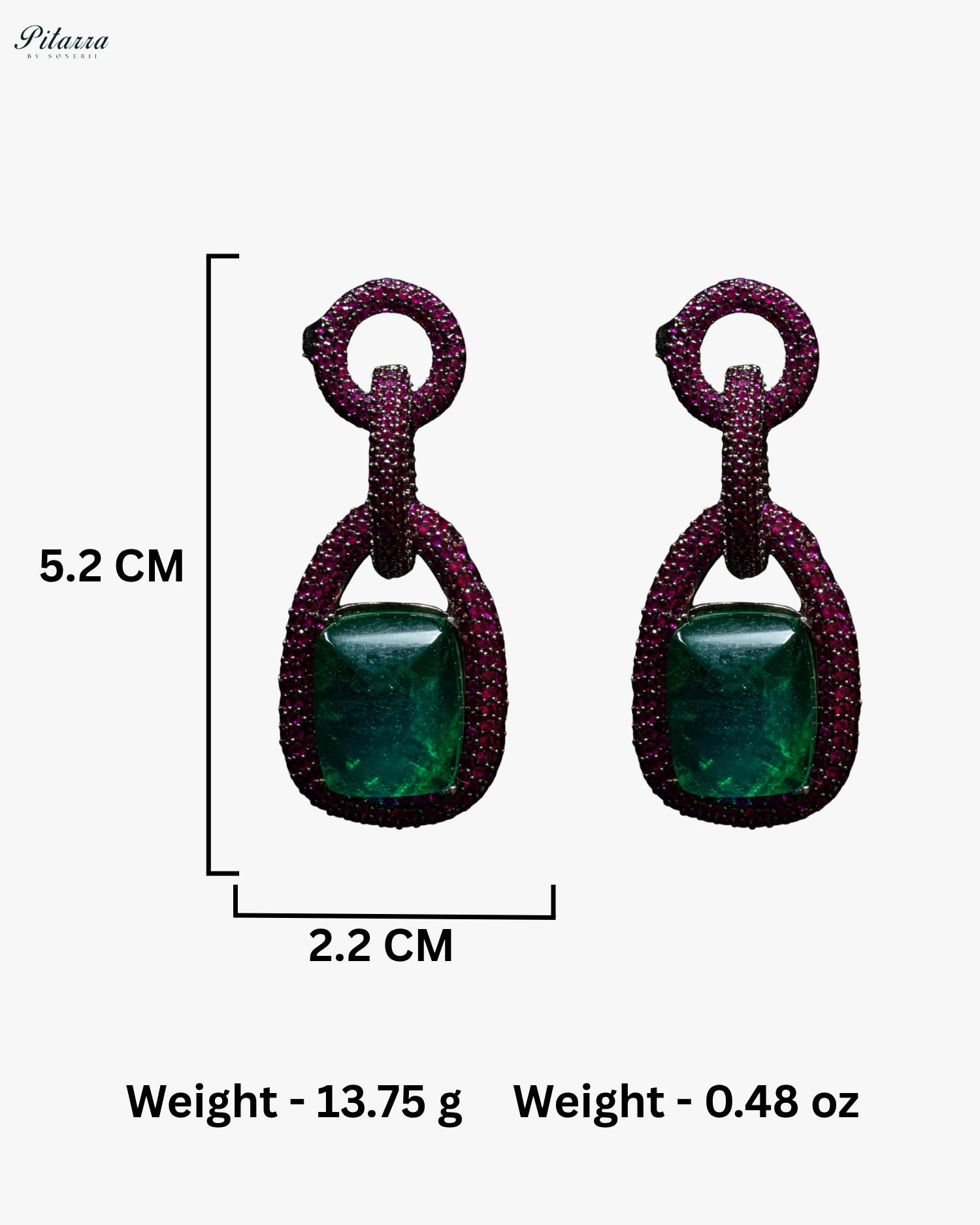 Emerald Stone Pink Chain CZ Necklace Set