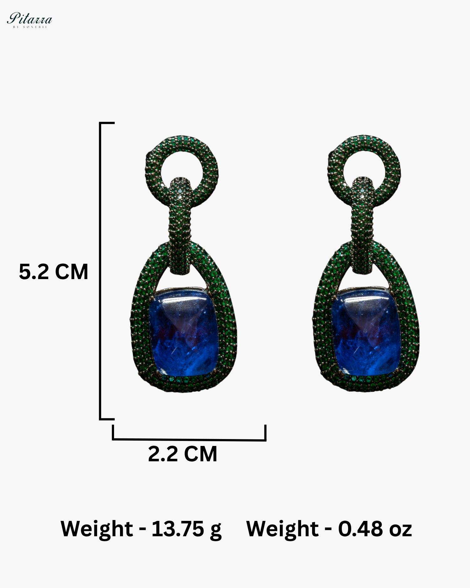 Blue Stone Green Chain CZ Necklace Set