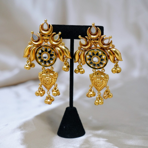 Fancy Gold Plated Kundan Earrings