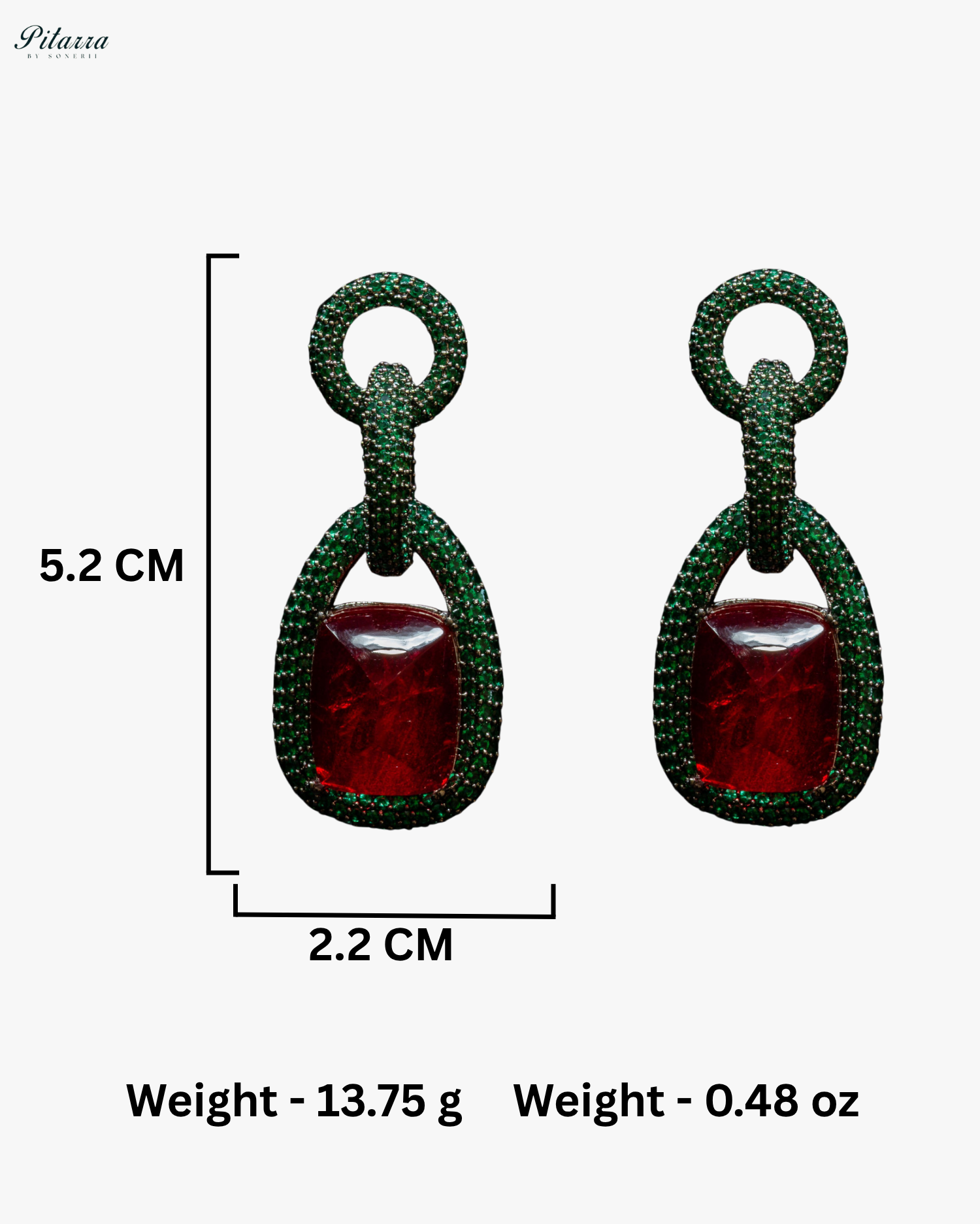 Red Stone Green Chain CZ Necklace Set