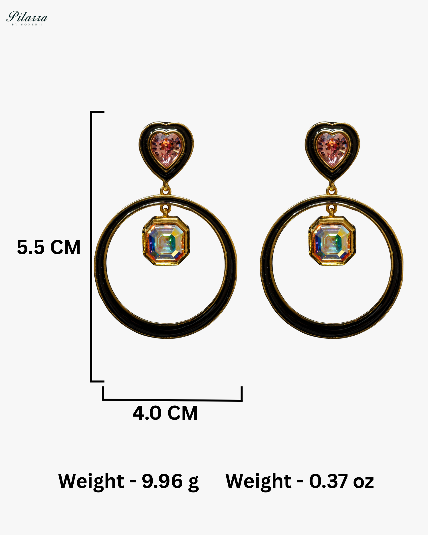 Peach and Blue Sapphire Crystal Hope Earrings