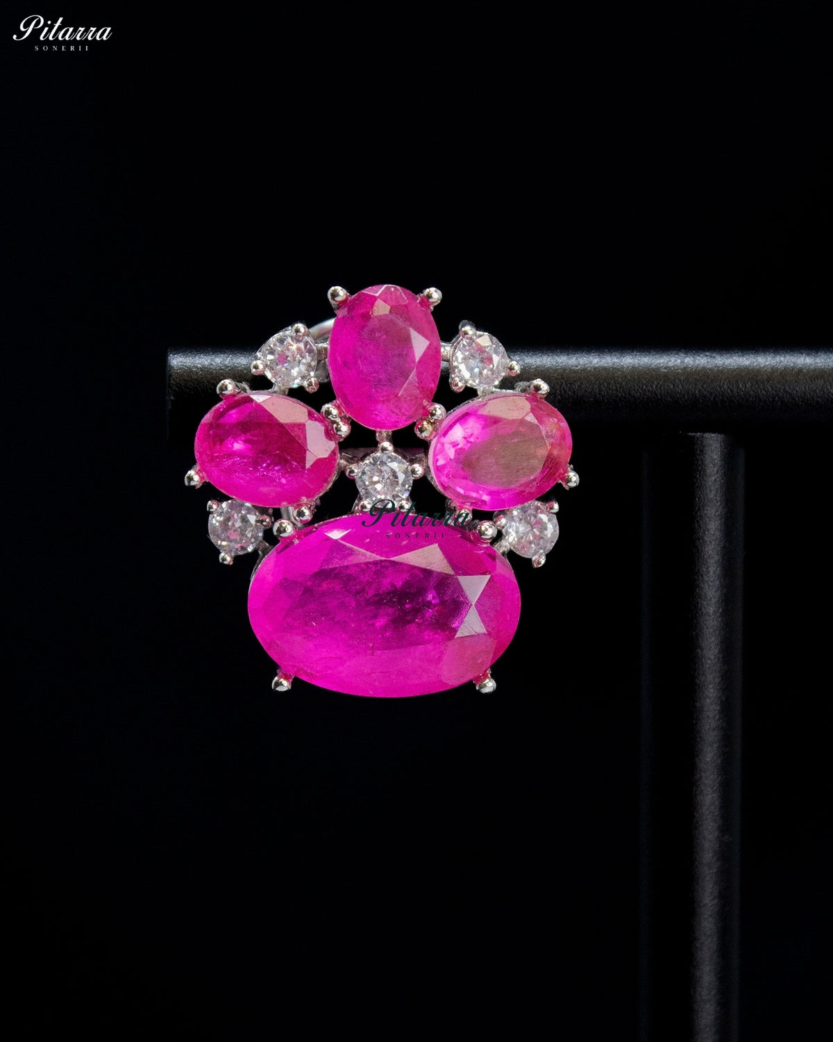 Hot Pink Crystal Statement Stud Earrings