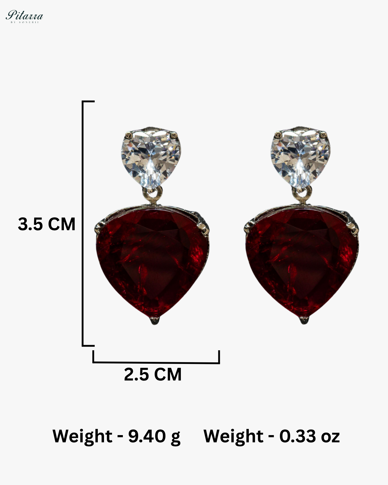 Red Drop Stone Centred CZ Necklace Set