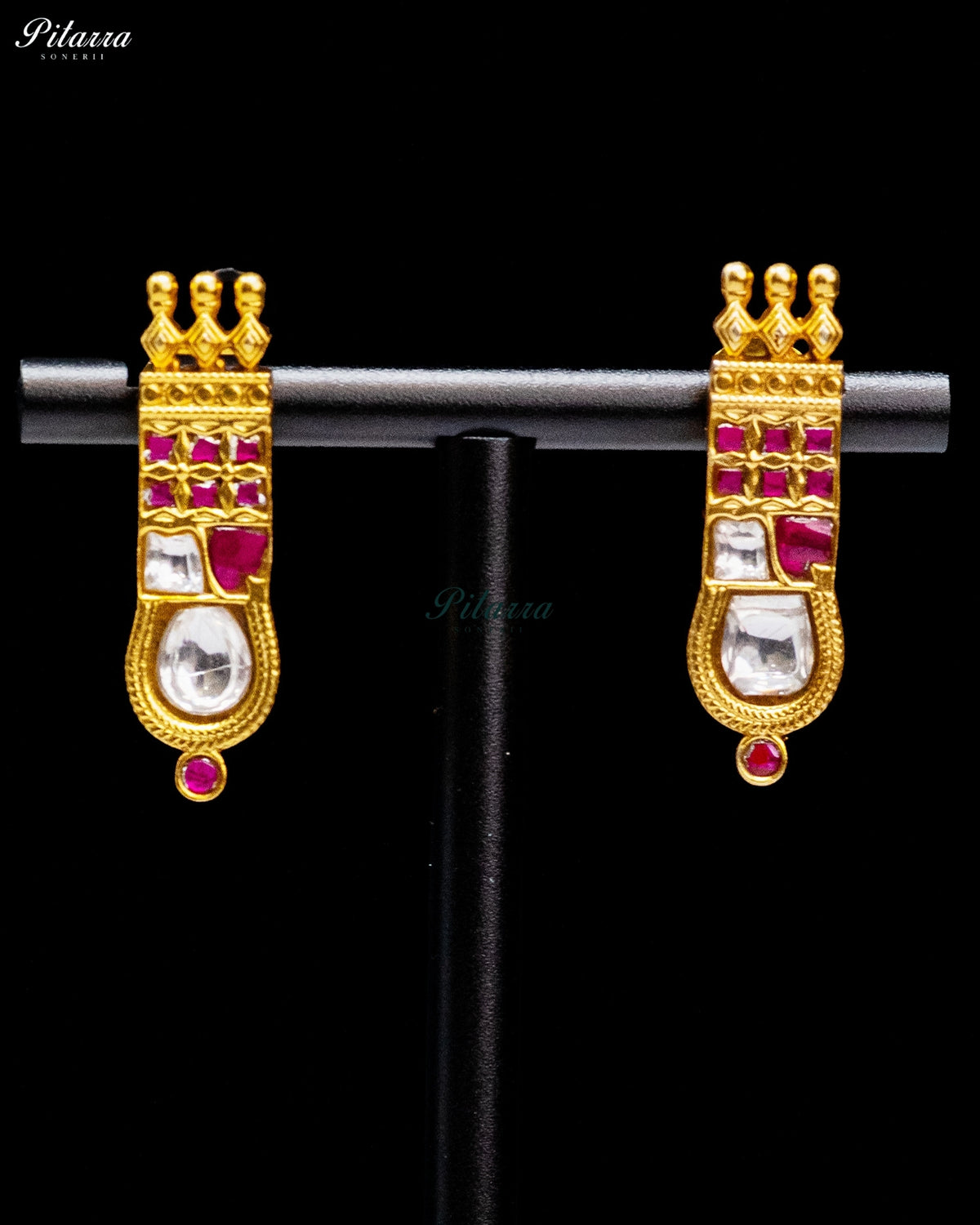 Pink & White Kundan Necklace Set