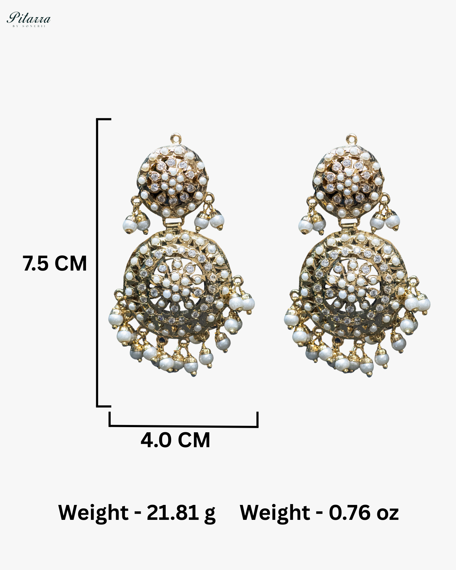 Multilayer Pearl Gold Finish Flora Punjabi Jadau Necklace Set
