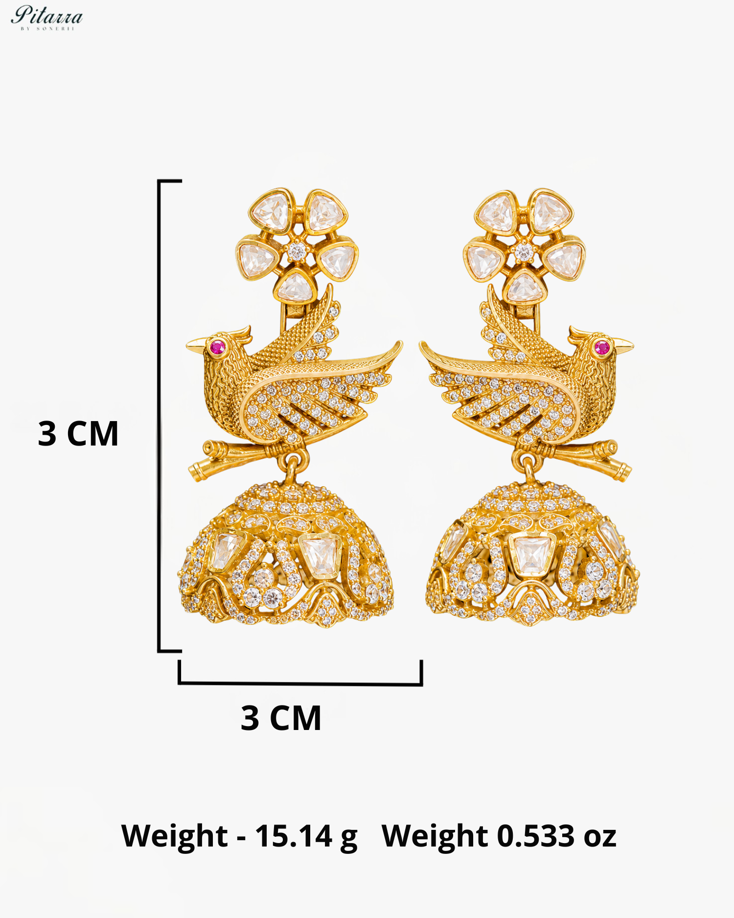 Royal Ruby Red & Uncut Kundan Bird Motif Necklace Set with Jhumkis