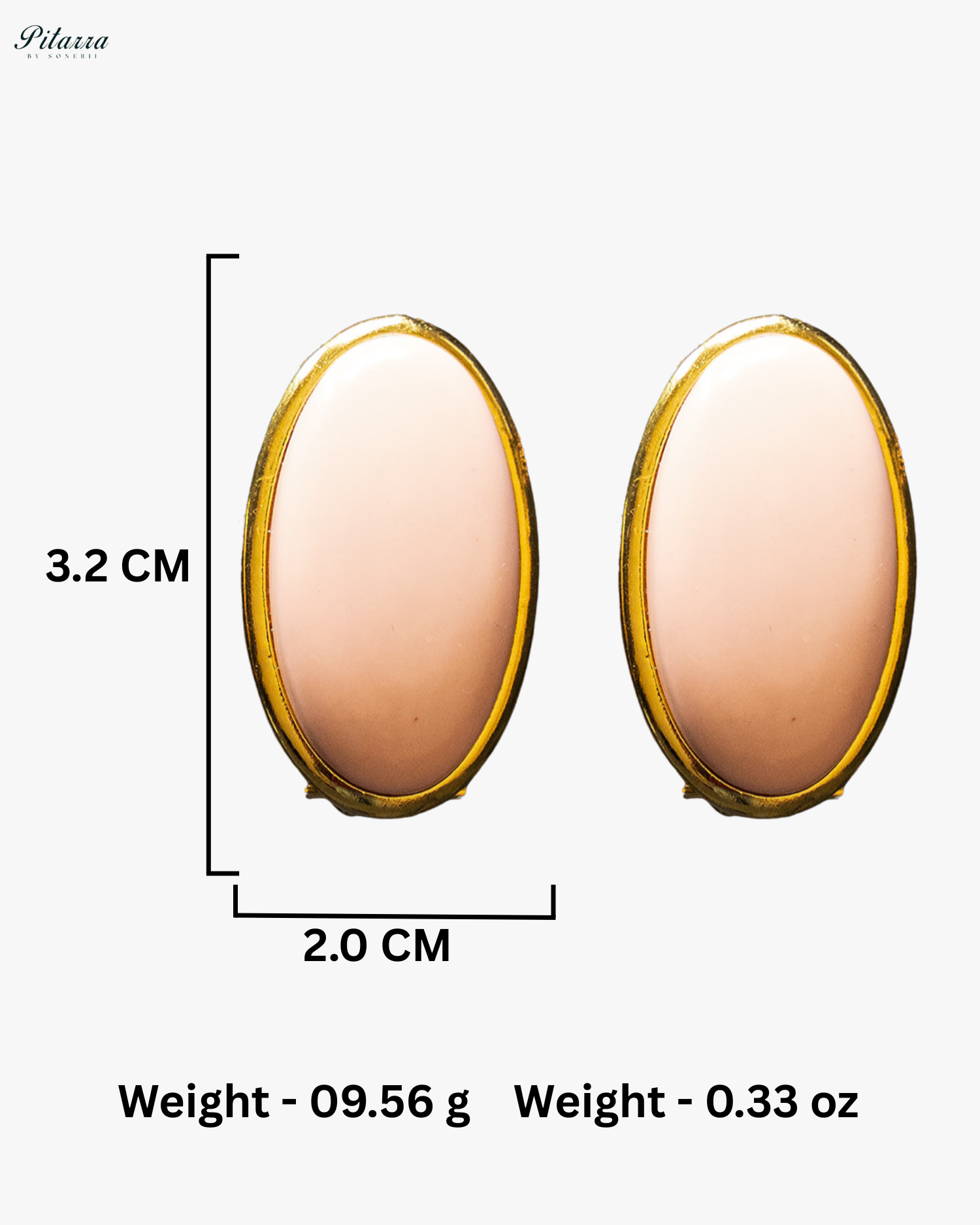 Peach Oval Shape Gold Tone Stud Earrings