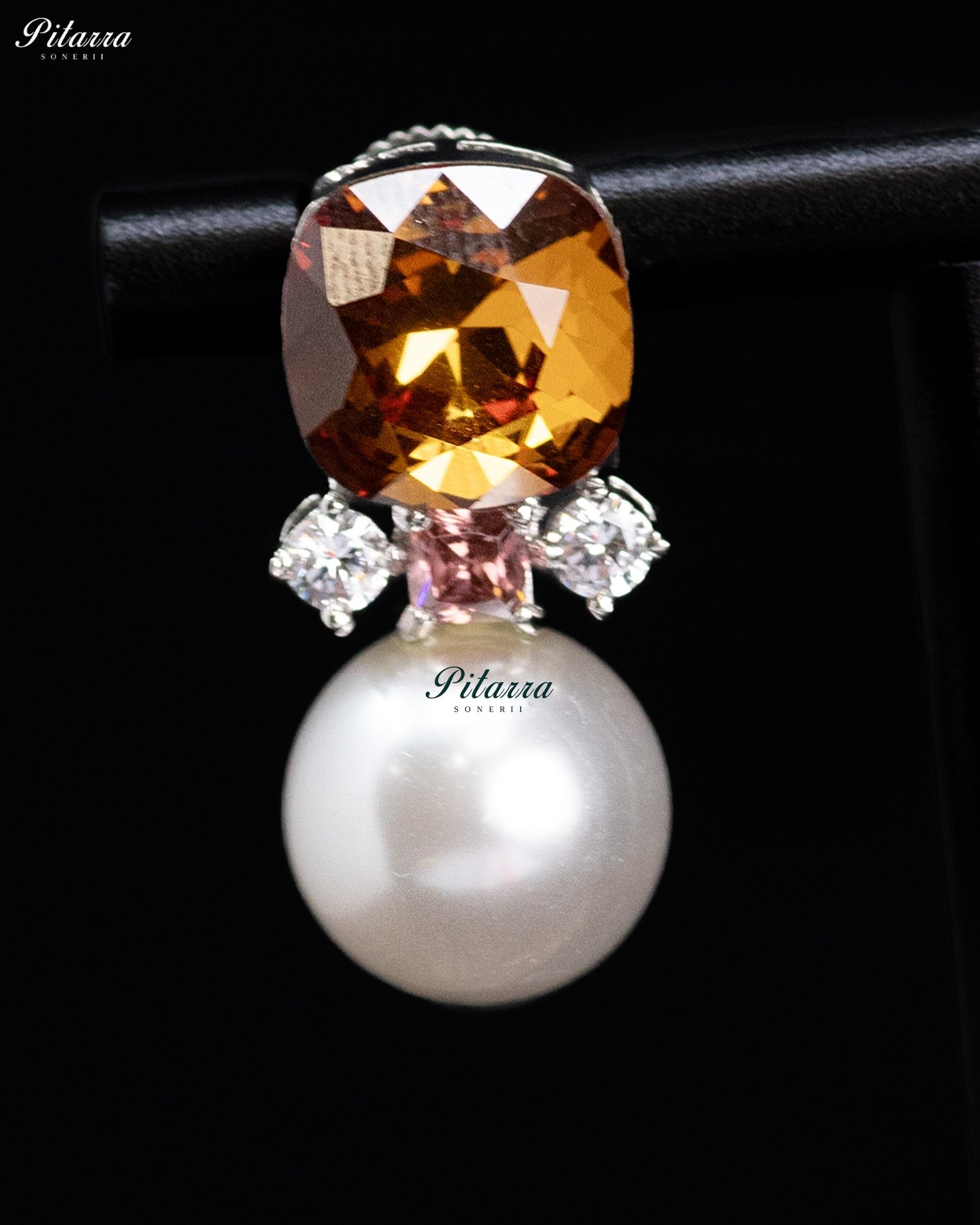 Amber Pearl Radiance Crystal Earrings