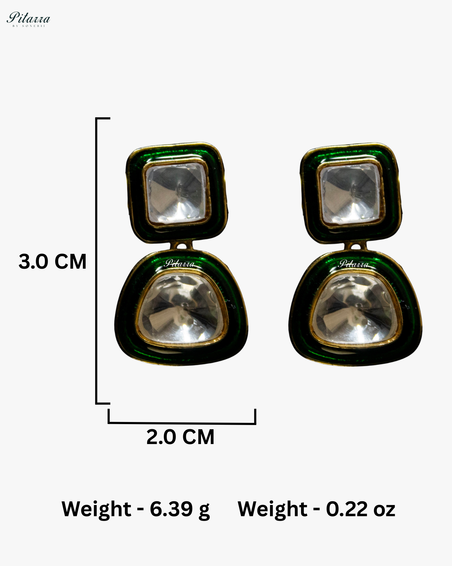 Emerald Gold Uncut Diamond Polki Kundan Earrings