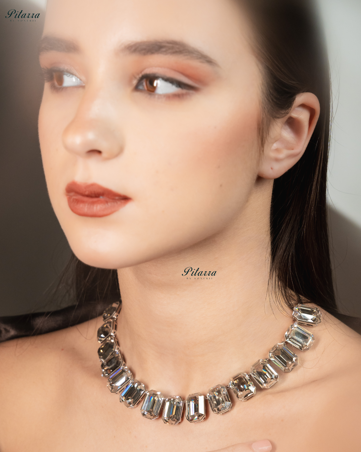 Octagon Cut White Oversized Crystal Statement Necklace Set