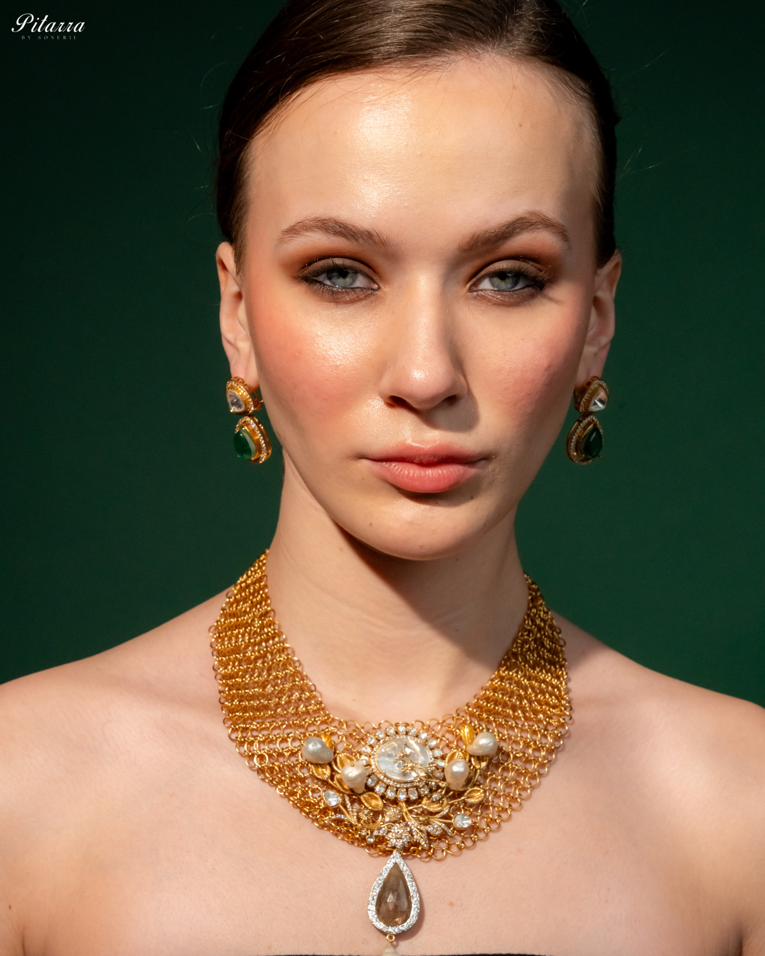 Antique Finish White Pearls Stone Kundan Set_Main Image