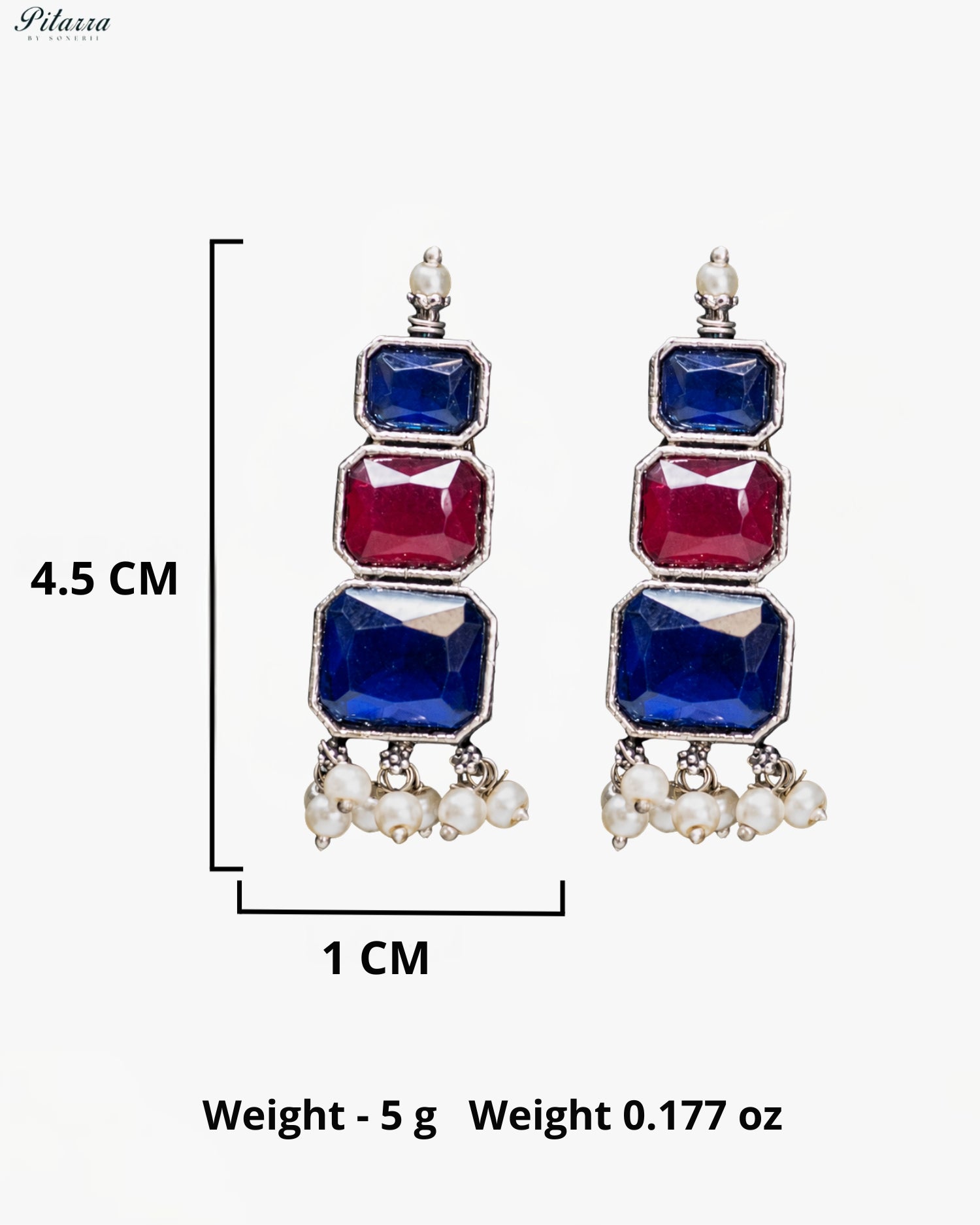 Royal Ruby & Sapphire Stone Silver Look Alike Statement Necklace Set