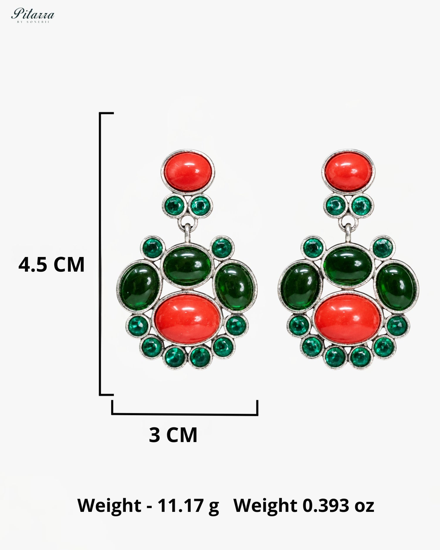 Royal Coral & Emerald Silver Look Alike Statement Choker Set
